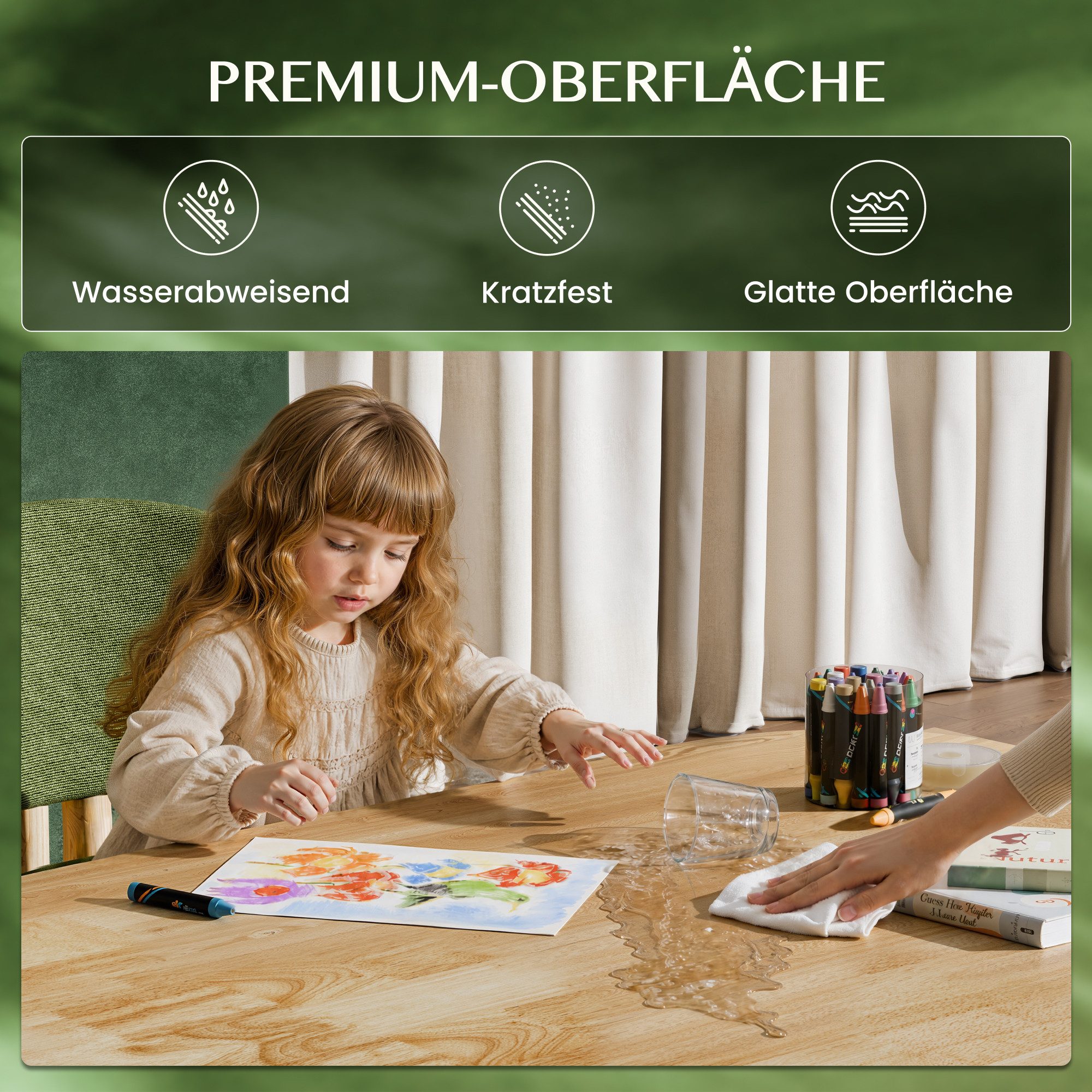 FLEXISPOT Schreibtisch E200 Elektrisch höhenverstellbarer Schreibtisch mit Dualmotor (2 Motore, 3-Fach-Teleskop, 4 Speicherplätze, mit 27 mm Massivholzplatte au – Bild 4 von 5