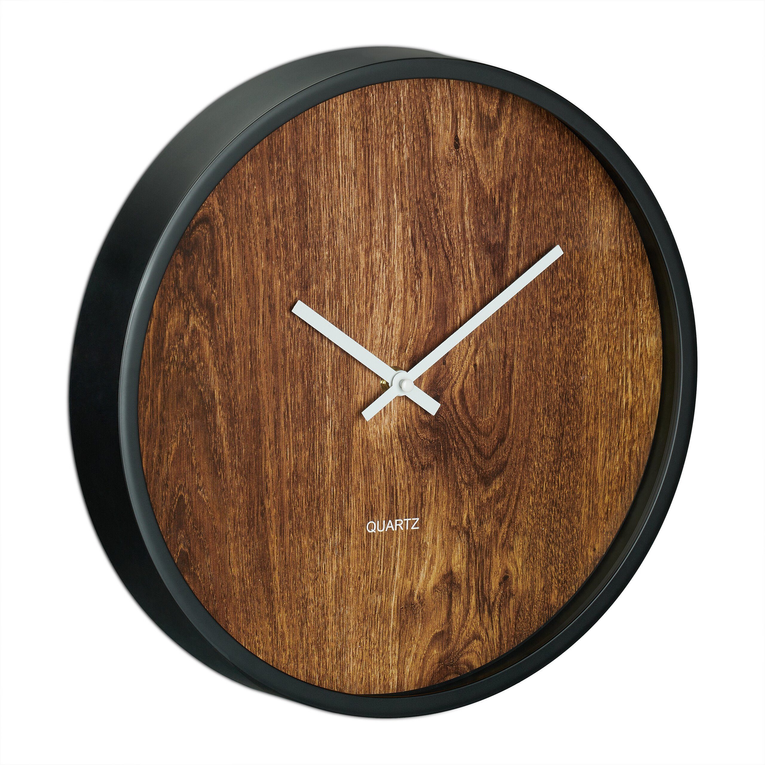 relaxdays Wanduhr Moderne Wanduhr in Holzoptik günstig online kaufen