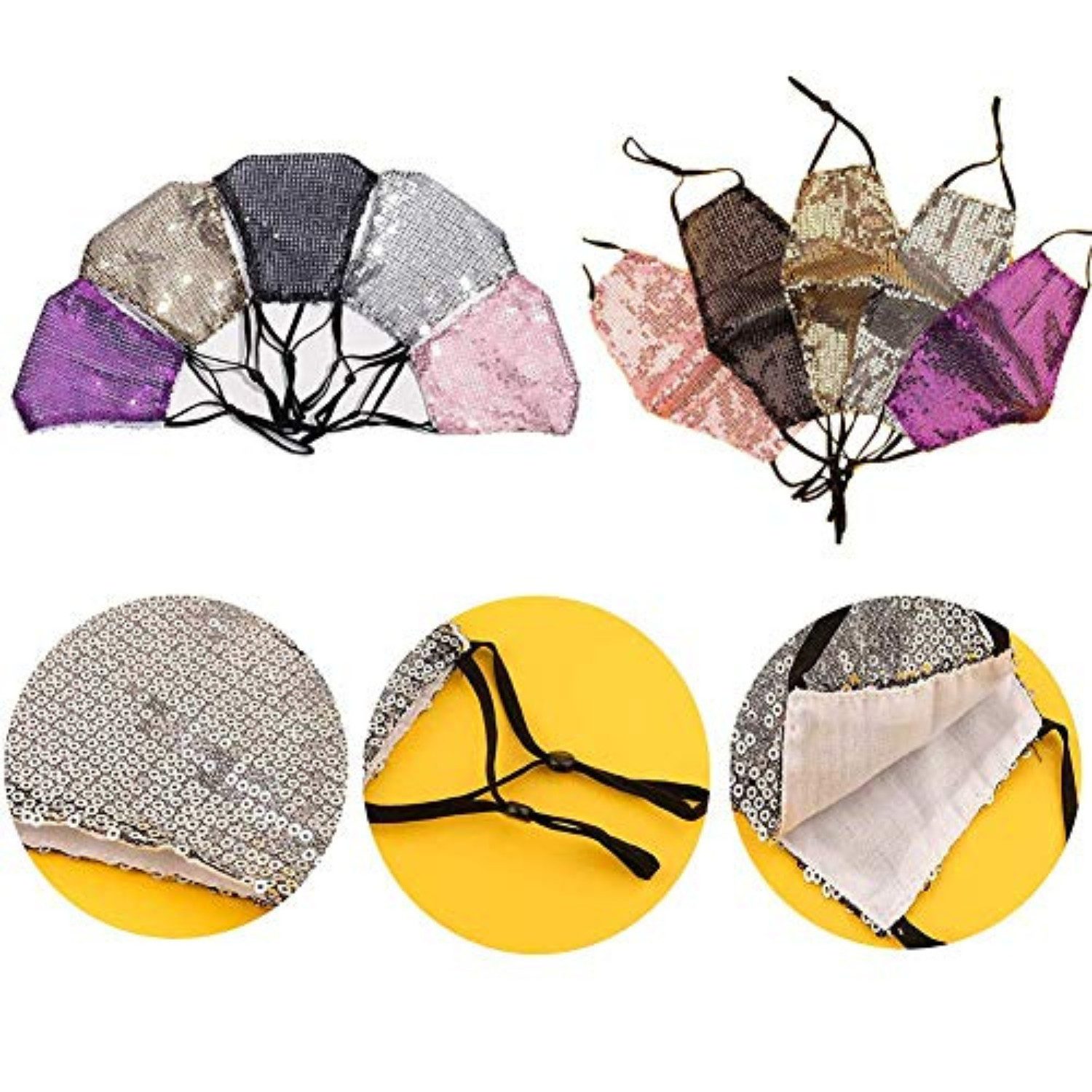Dilara Mund-Nasen-Masken PREMIUM Strass & Pailletten Gesichtsmaske für Damen & Herren, Funkelnder Schutz mit Stil – ideal für besondere Anlässe