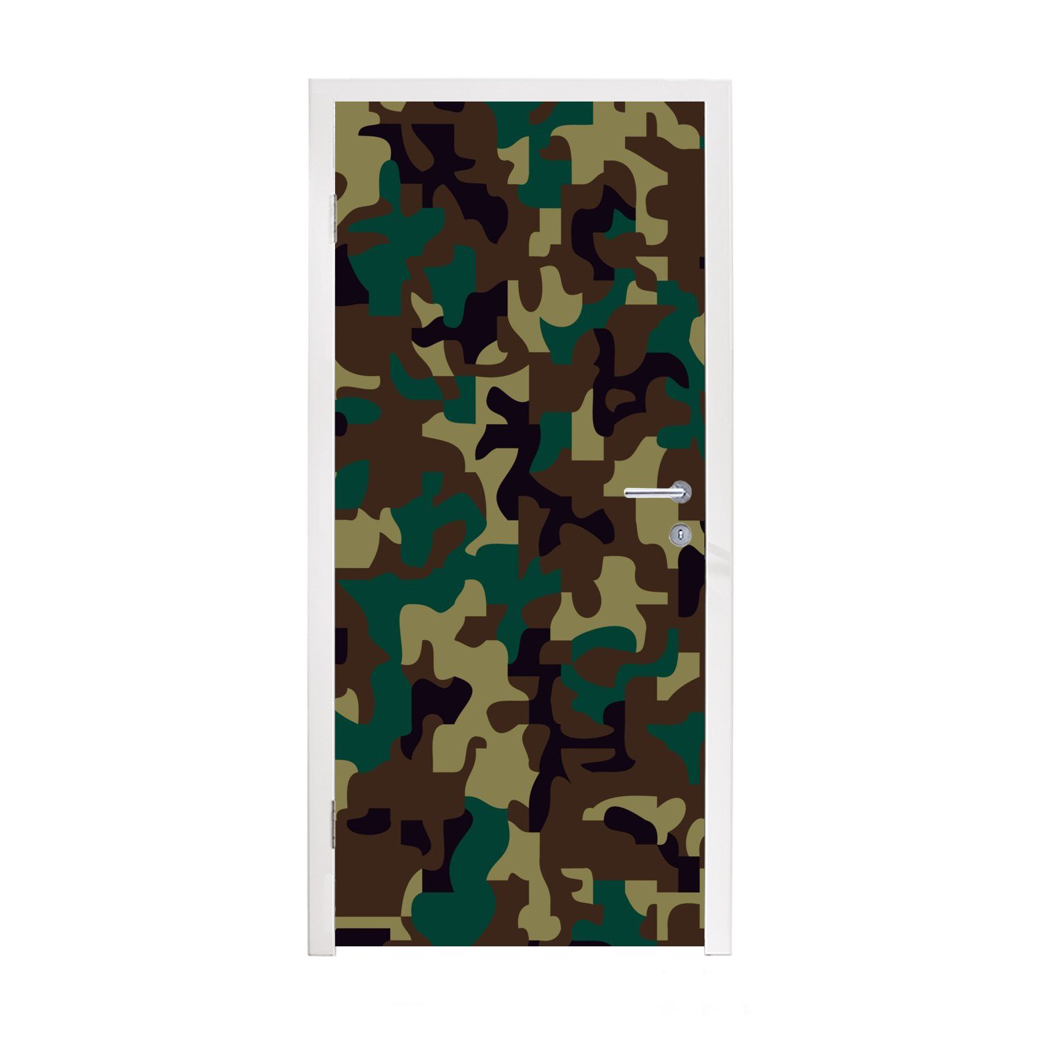 MuchoWow Türtapete Camouflage-Muster mit dunklen Farben, Matt, bedruckt, (1 St), Fototapete für Tür, Türaufkleber, 75x205 cm