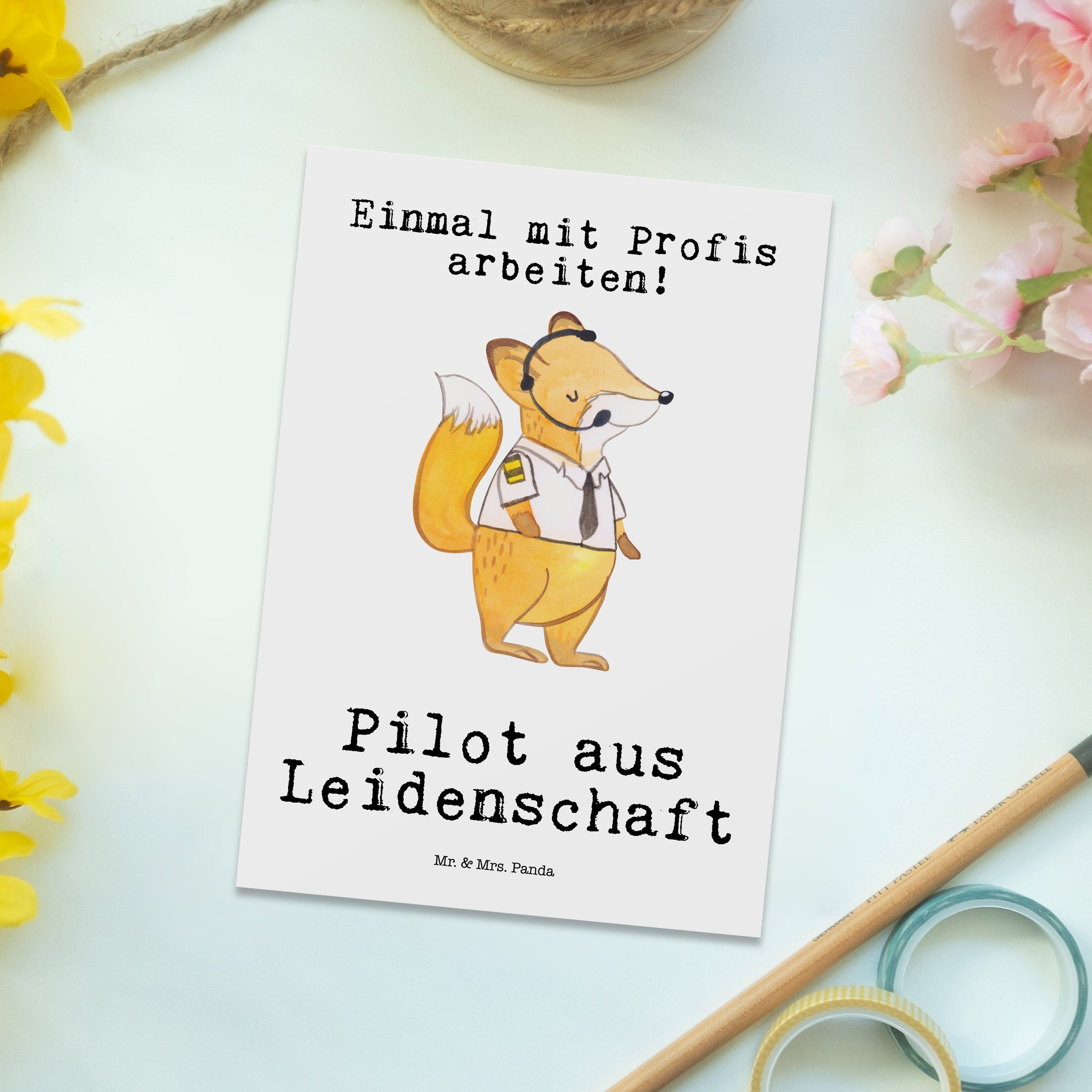 Panda - aus Arbeitsk - Leidenschaft Mrs. Weiß Schenken, Cockpit, Postkarte Geschenk, & Mr. Pilot