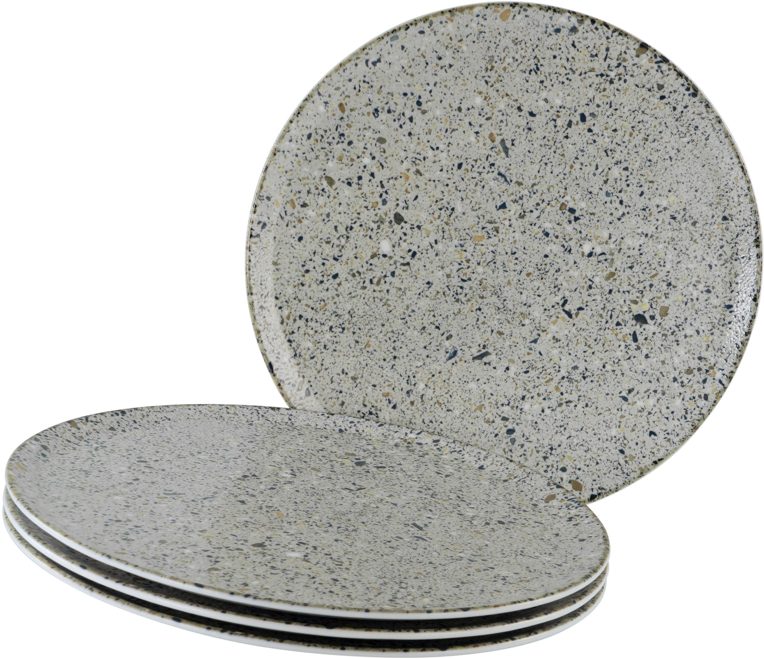 CreaTable Pizzateller Stone Collection Genua, Teller Set, 4-tlg., (4 St), Italienische Eleganz, Vielseitig einsetzbar