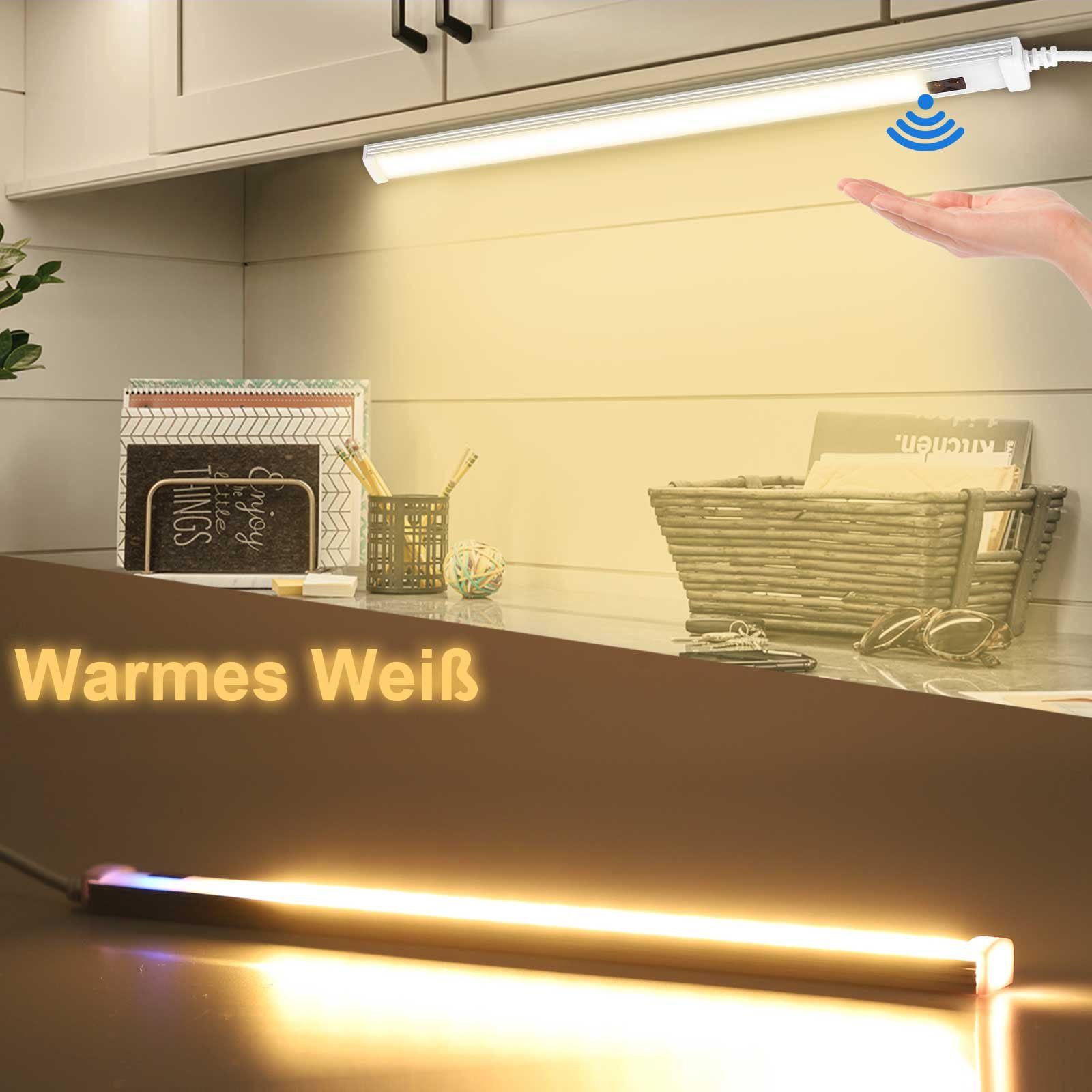 Sunicol LED Unterbauleuchte Sensor-Schalter, Farbe veränderbar, für Schrank Bad-Beleuchtung, Warmes Weiß, USB