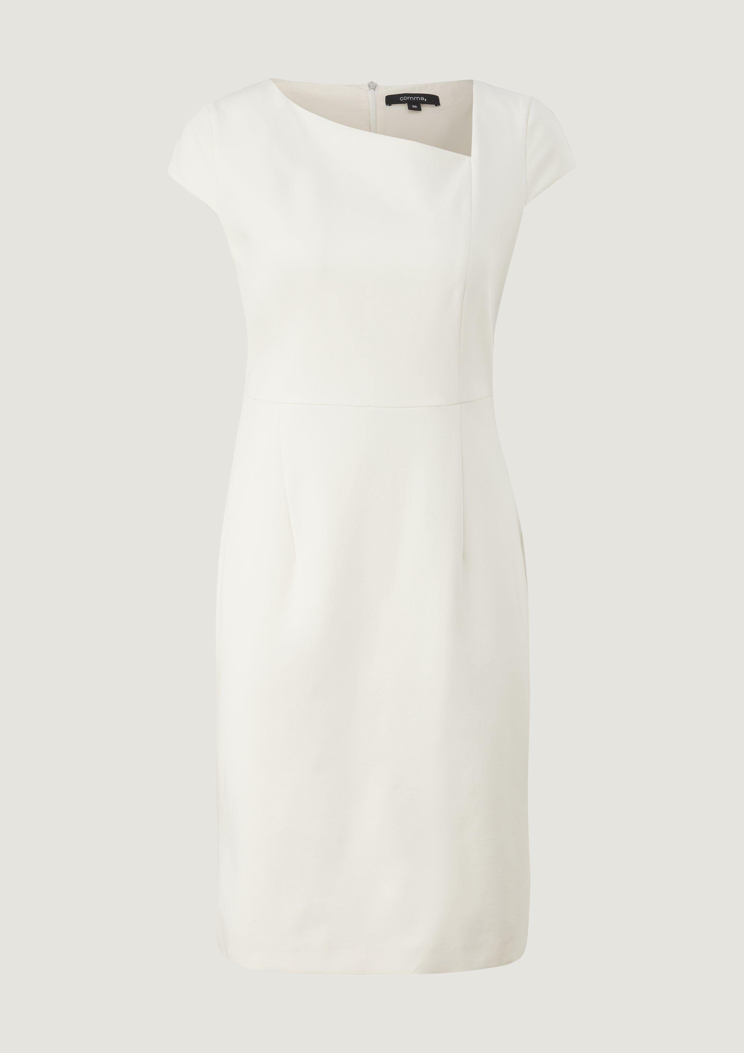 Ziernaht aus Minikleid Kleid Comma creme Twill