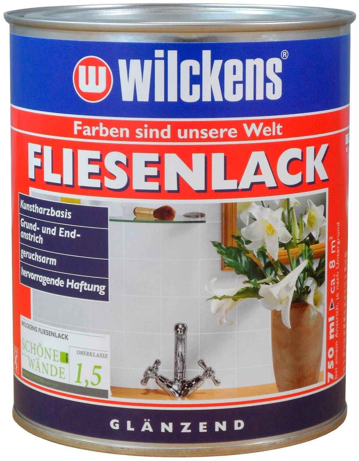 Wilckens Farben Fliesenlack Glänzend, einkomponentiger Speziallack RAL 9001 Cremeweiß glänzend