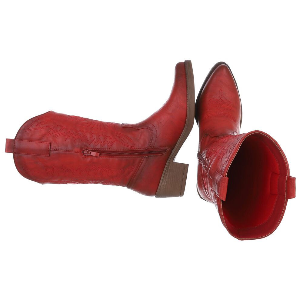 Ital-Design Damen Kniehohe Western-Stiefel mit Stickerei und Blockabsatz We günstig online kaufen