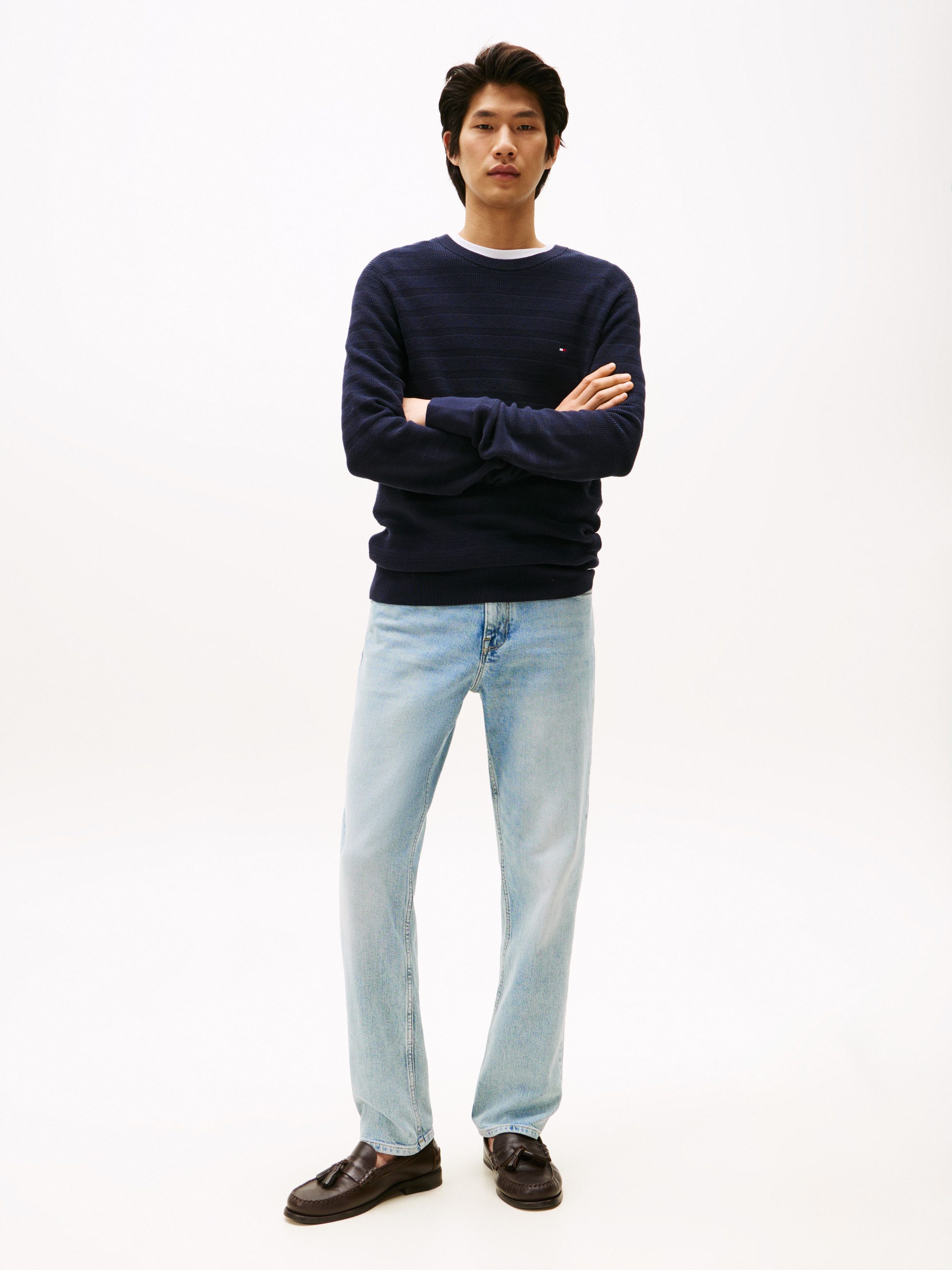 Tommy Hilfiger Rundhalspullover STRIPE STRUCTURE regular fit, leicht übersc günstig online kaufen