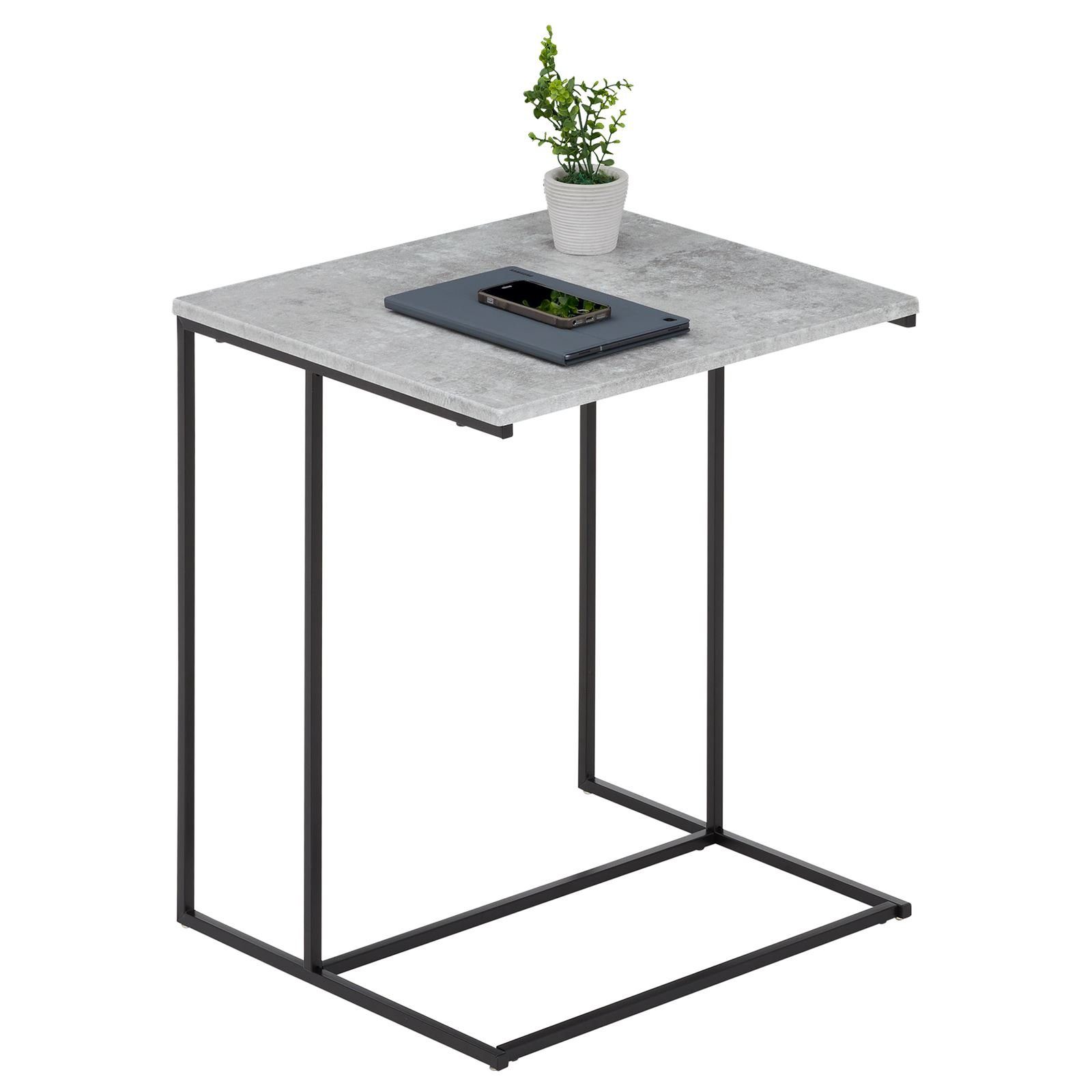 IDIMEX Beistelltisch VITORIO, Beistelltisch Wohnzimmertisch Couchtisch Sofatisch C-FORM modern Metal Betonoptik/schwarz