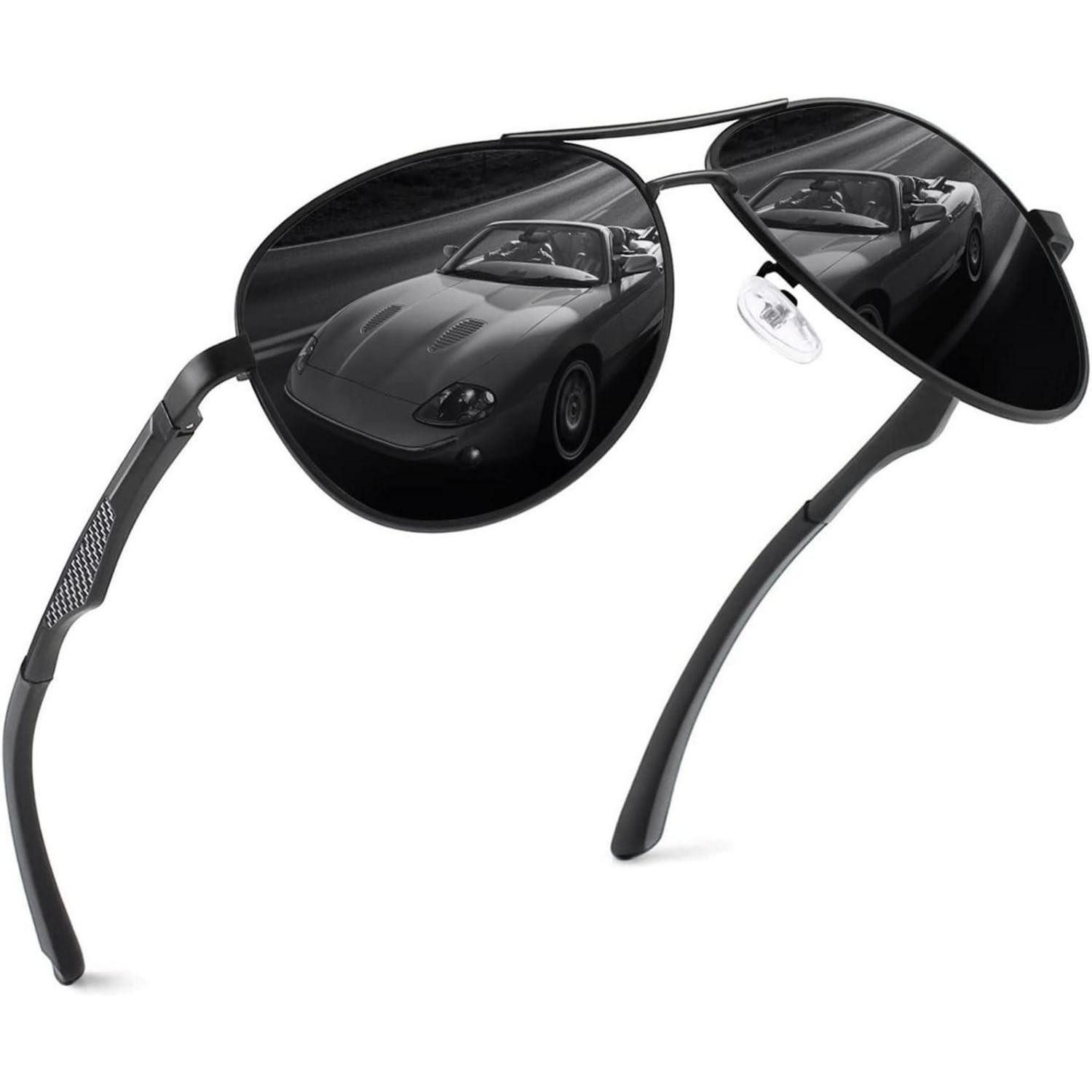 LuxusKollektion Pilotenbrille Pilotenbrille Herren Damen polarisiert Schwarz Rahmen Grau Linsen