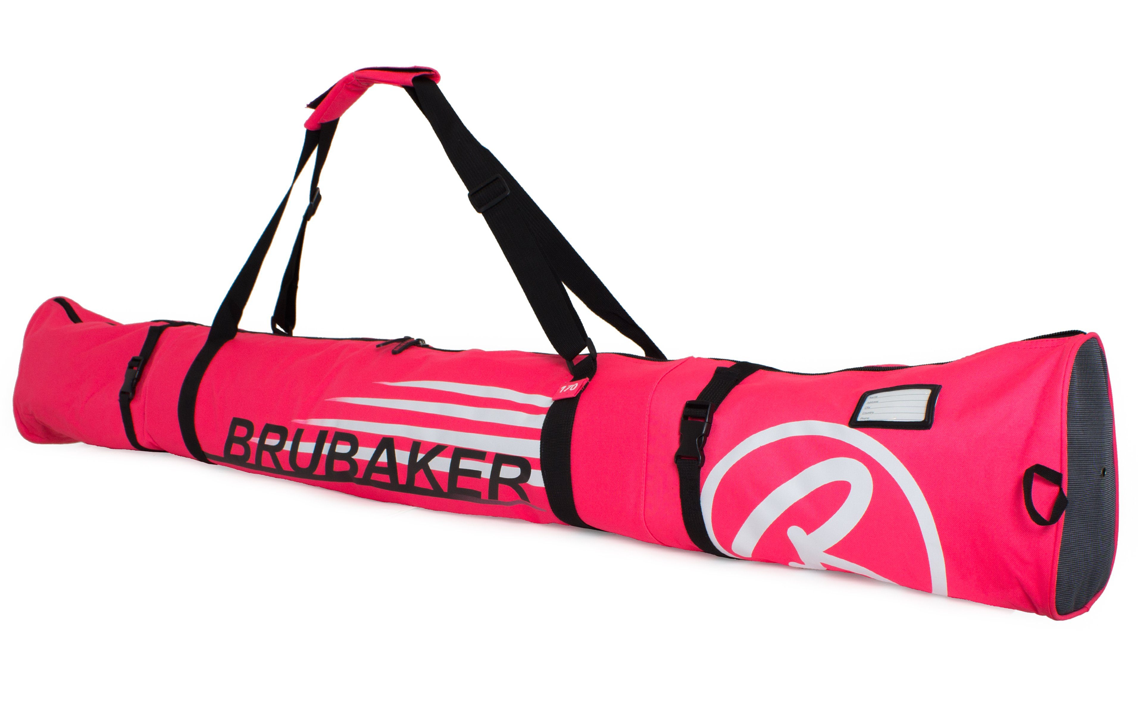 und für BRUBAKER Skier mit Sporttasche Zipperverschluss, und reißfest Skitasche Skibag (1-tlg., schnittfest), Skistöcke gepolsterter Carver Champion Skisack Pink