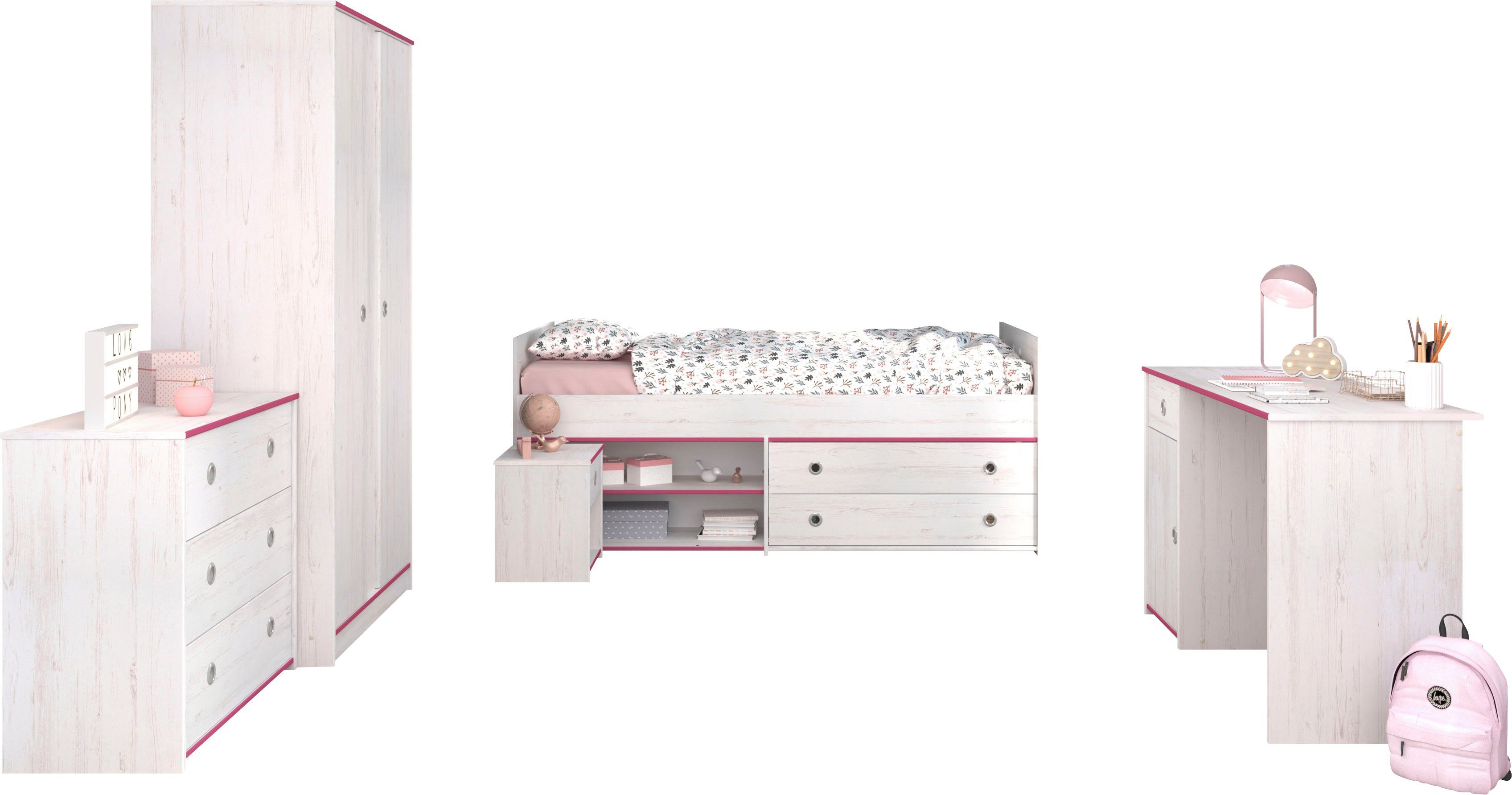 Parisot Jugendzimmer-Set Smoozy, (Set, 5-tlg., Stauraumbett, günstig online kaufen