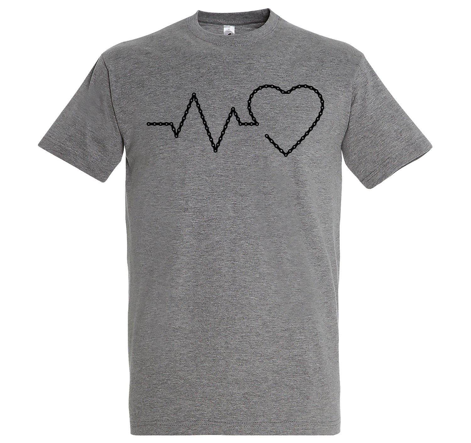 Youth Designz T-Shirt Fahrradkette Heartbeat Herren T-Shirt mit trendigem Frontprint Grau