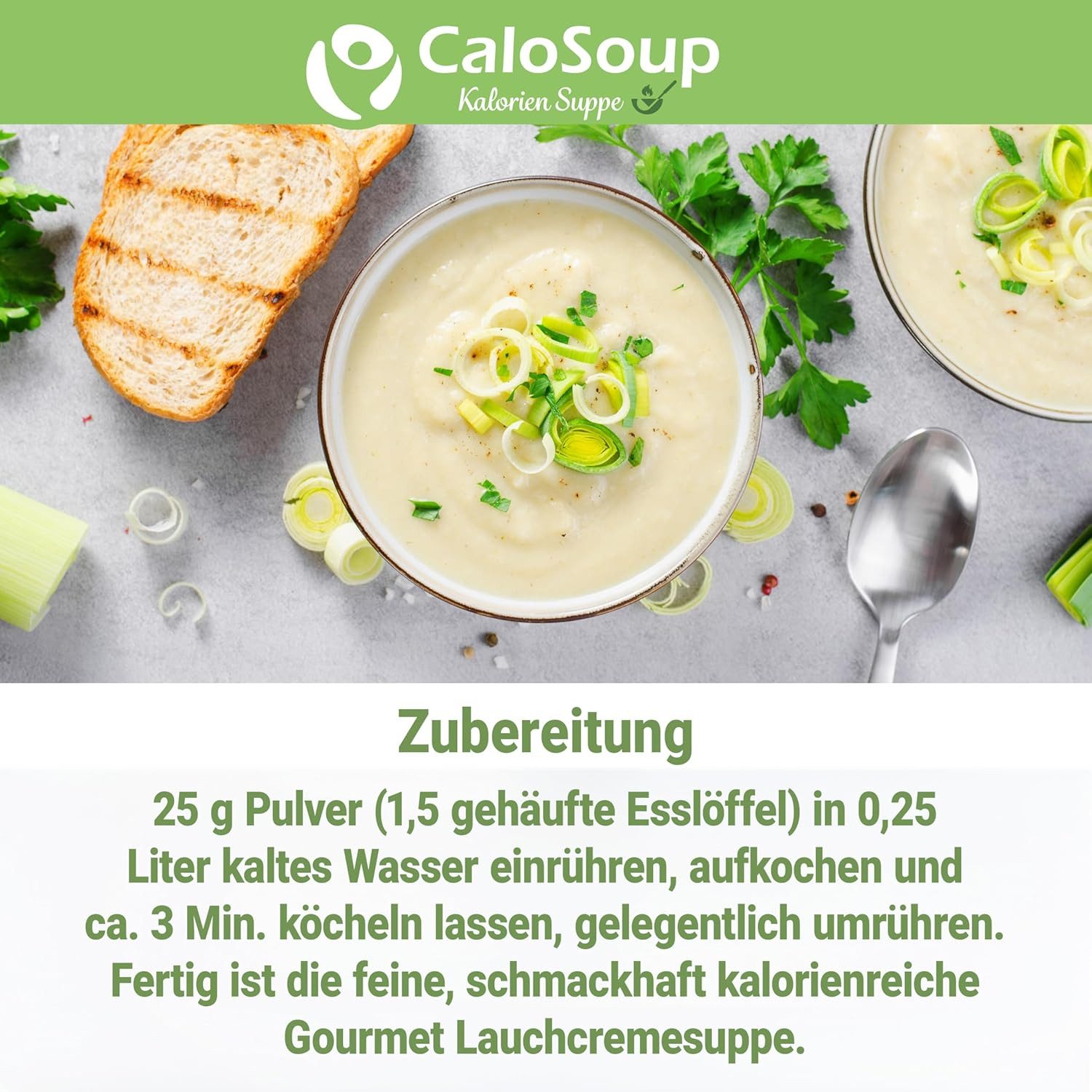 CaloVital Zunehmen durch Kartoffel- oder Lauchcremesuppe hochkalorische Suppen Pulver, 1500 g