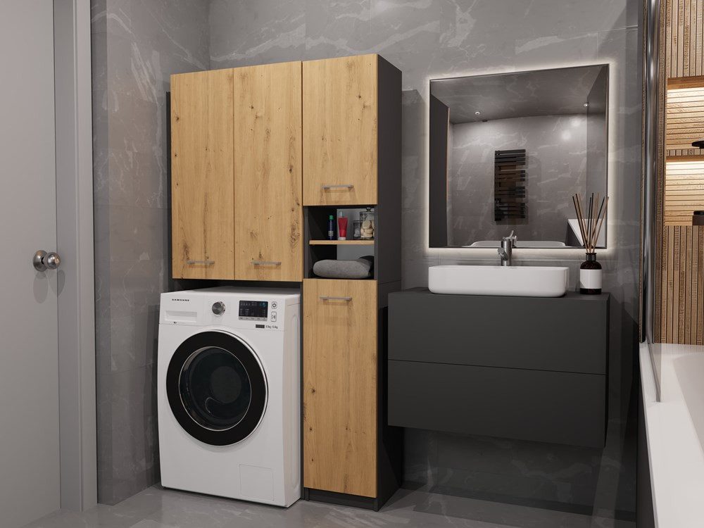 Raumhirsch Furniture Badkommode Badezimmer-Schrank-Set - Waschmaschinenschrank (Badezimmer-Set, 2-teilig) Maße 30 x 90 x 180 cm)