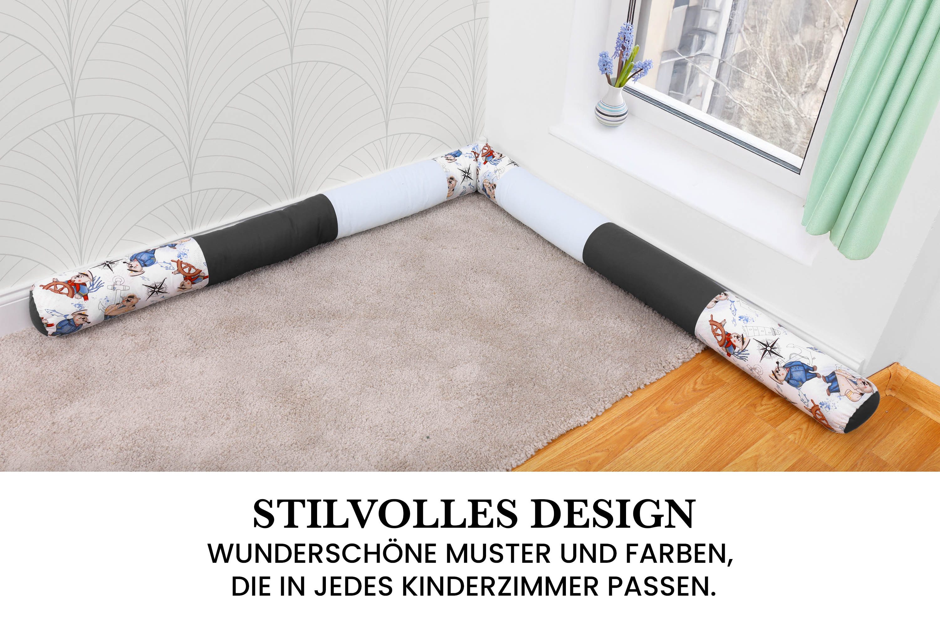 Amilian Nestchenschlange Bettschlange 210cm - Seitenschläferkissen - Nestschlangen, Nestchen - Bettumrandung als Kopfschutz - Kantenschutz für Babybett – Bild 2 von 5