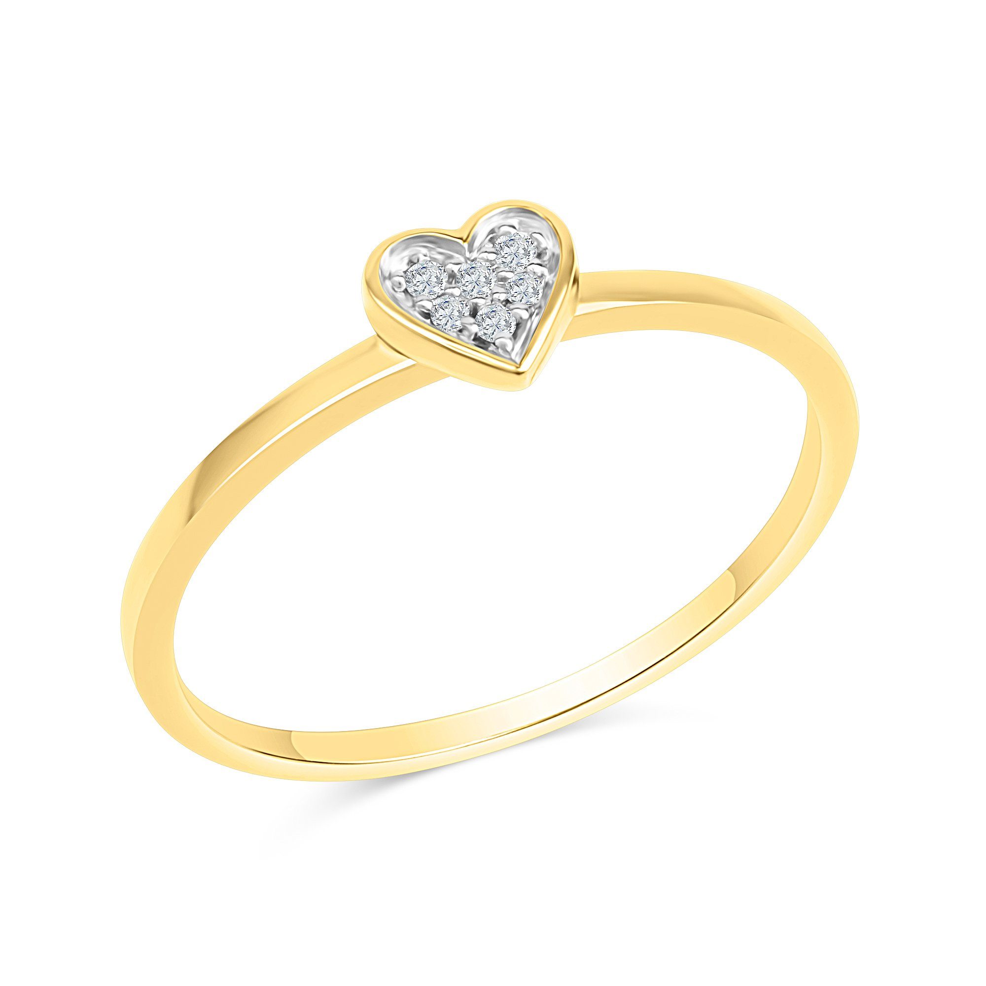 Fingerring Ellen K. 585 by Brillanten Herz Diamonds zweifarbig 0,025ct. Gelbgold