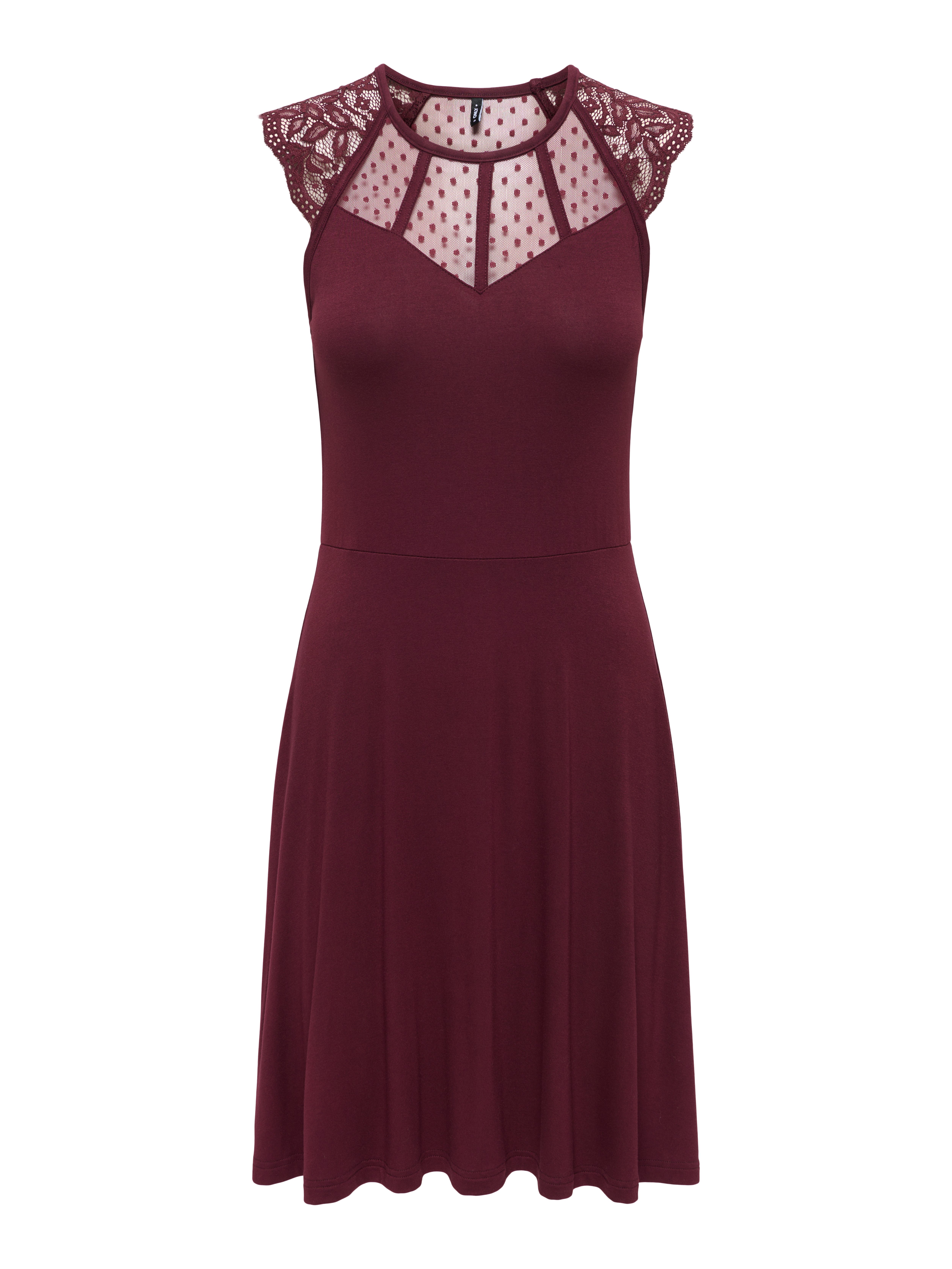 ONLY Spitzenkleid ONLEMILIE S/L FIT AND FLARED DRES CS JRS Viskosemischung, regular fit