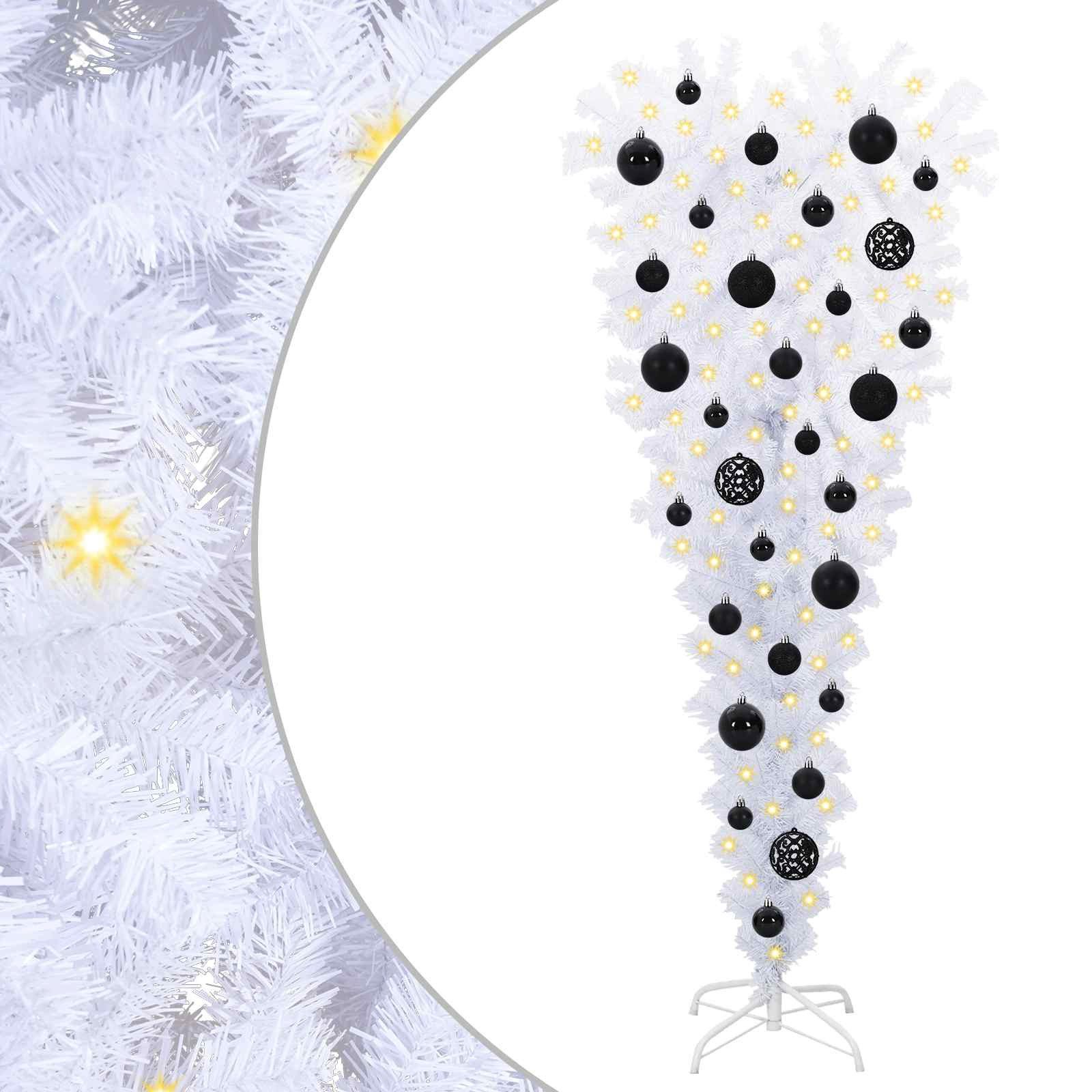 vidaXL Künstlicher Weihnachtsbaum 65 x 65 x 120 cm Künstlicher Weihnachtsbaum Weiß 120 cm PVC und Stahl
