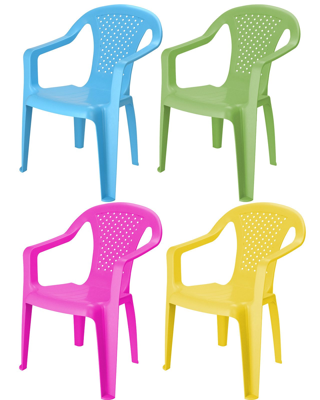 Progarden Kinderstuhl Gartenstuhl Kunststoff Kinder 52 cm Bunt 4 er Set (4 günstig online kaufen