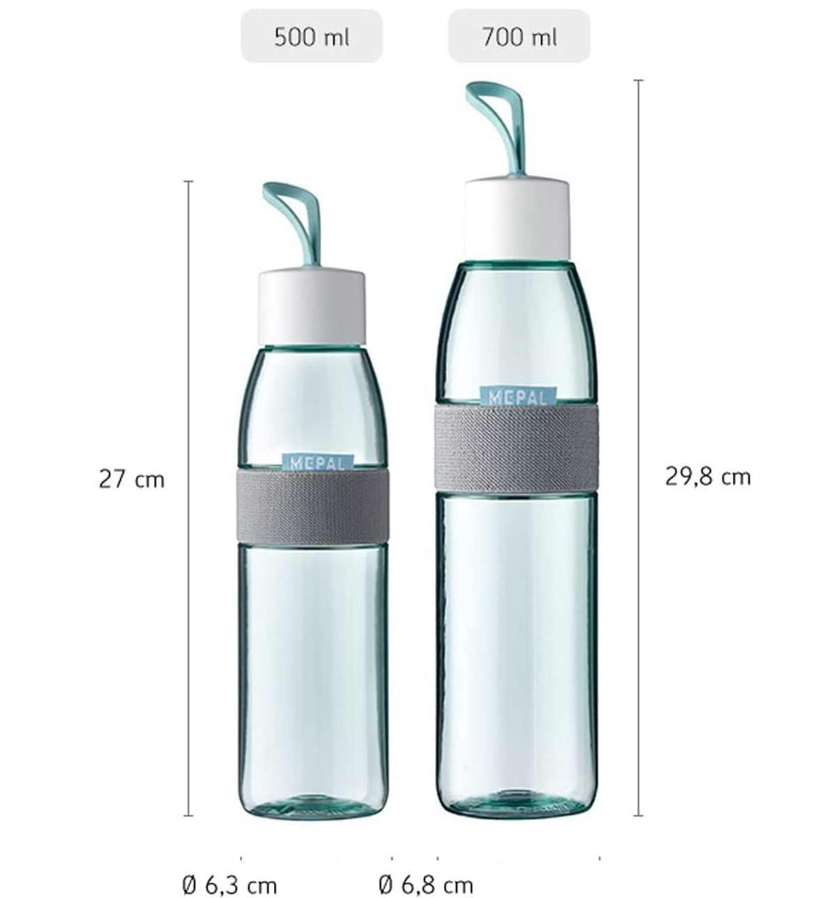Mepal Trinkflasche Trinkflasche Duo Pack 500 & 700 ml für kohlensäurehaltige Getränke, Bruchfest, auslaufsicher, spülmaschinengeeignet