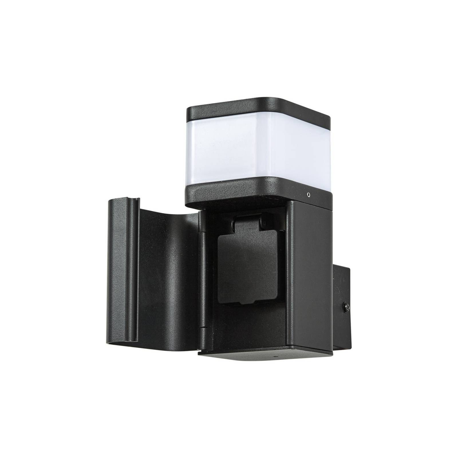 Lindby Außen-Wandleuchte Teyon, Metall, Schwarz IP44, 1 x 8 W LED