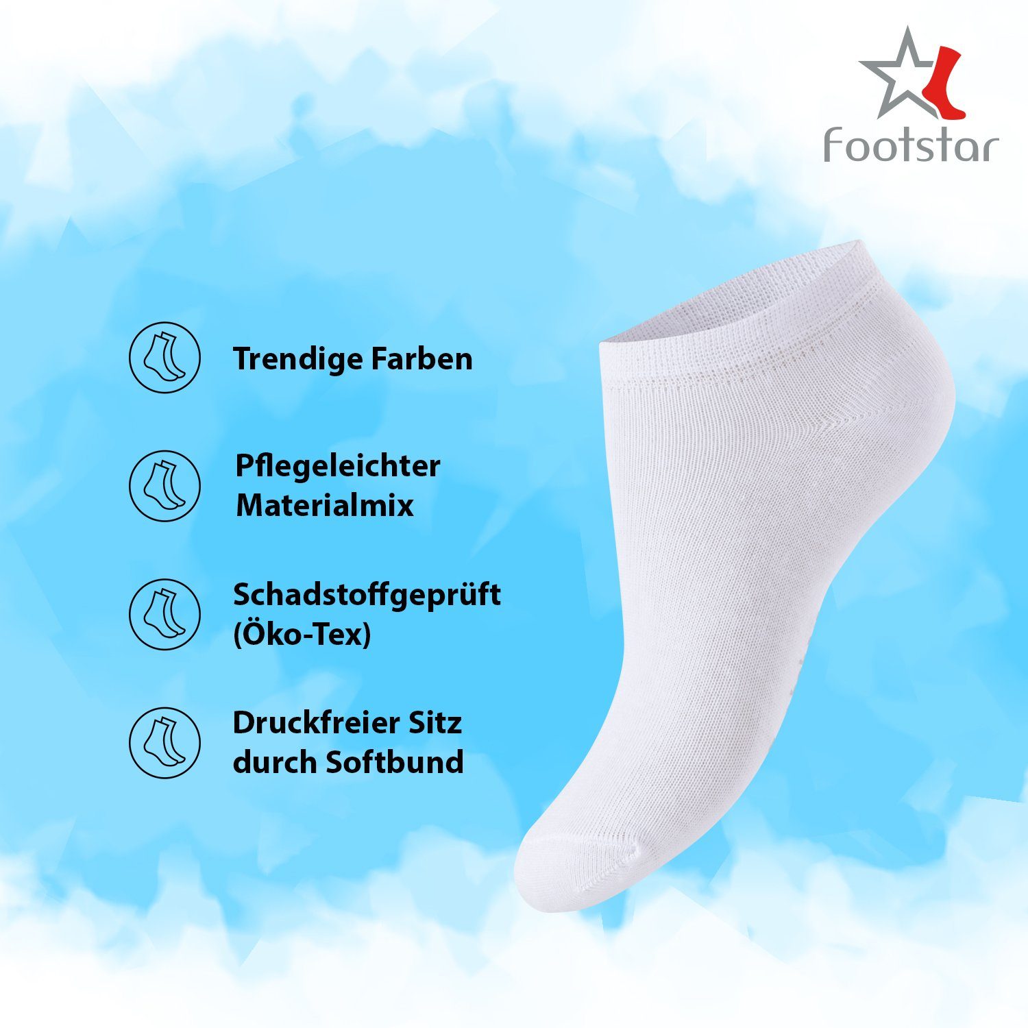 Footstar Sneakersocken EVERYDAY! Kinder Sneaker Socken (10 Paar) Kurze Socken für Kids (10-Paar)