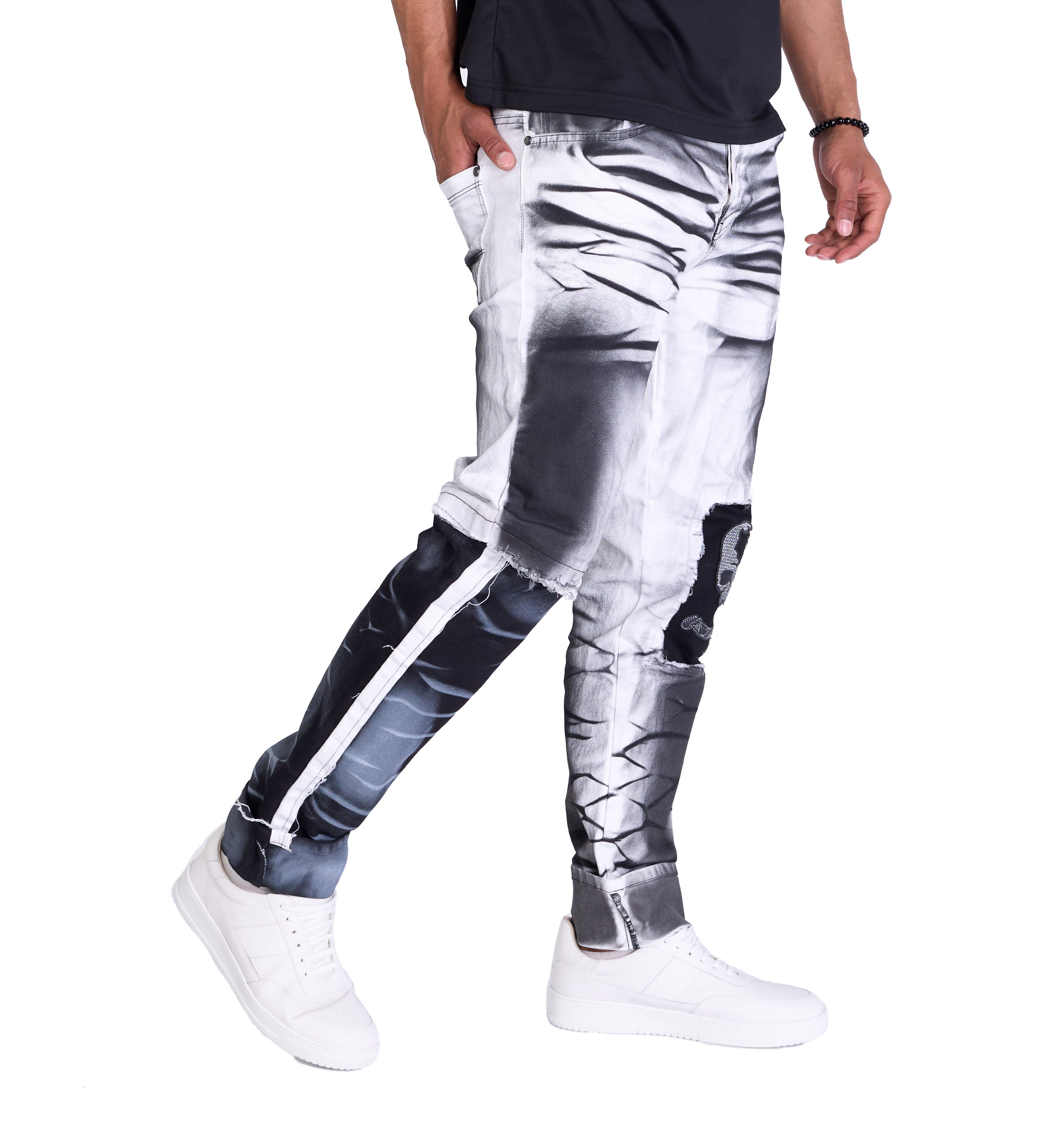 KINGZ Regular-fit-Jeans Batik Herren Jeans mit Totenkopf