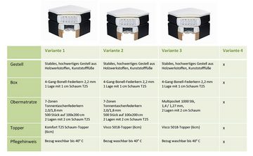 ED EXCITING DESIGN Boxspringliege (180 x 200 cm, Malibu 180x200cm Trinity 15 graphit), Grau