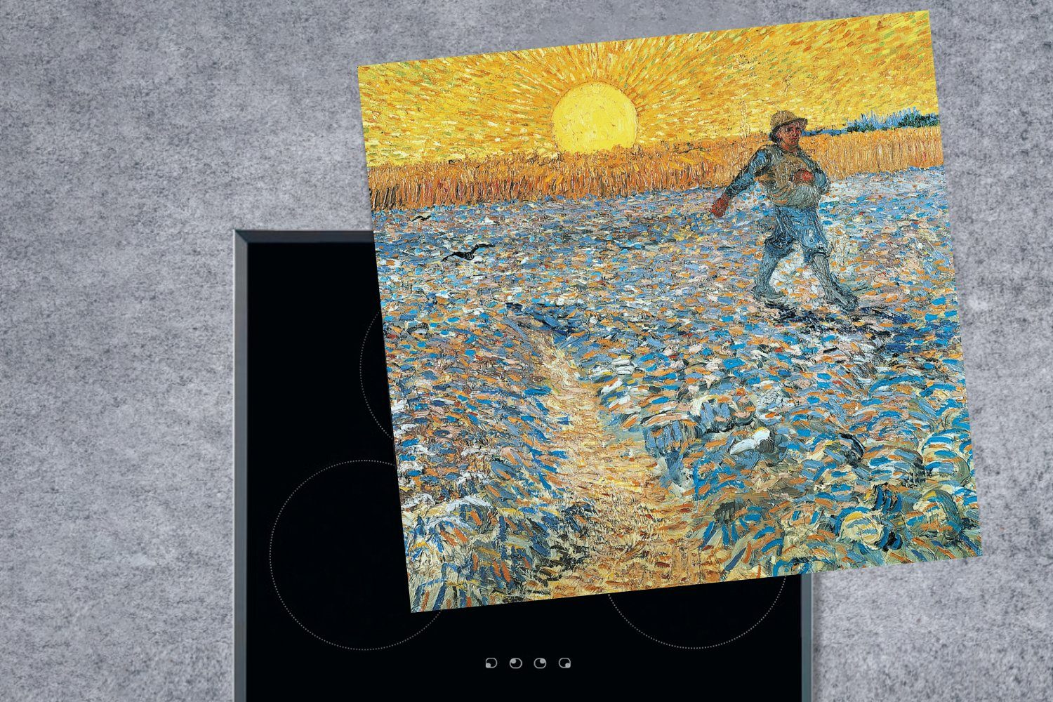 van Ceranfeldabdeckung, von cm, MuchoWow Vincent tlg), Herdblende-/Abdeckplatte Gogh, (1 Gemälde - für Vinyl, Der Sämann küche Arbeitsplatte 78x78