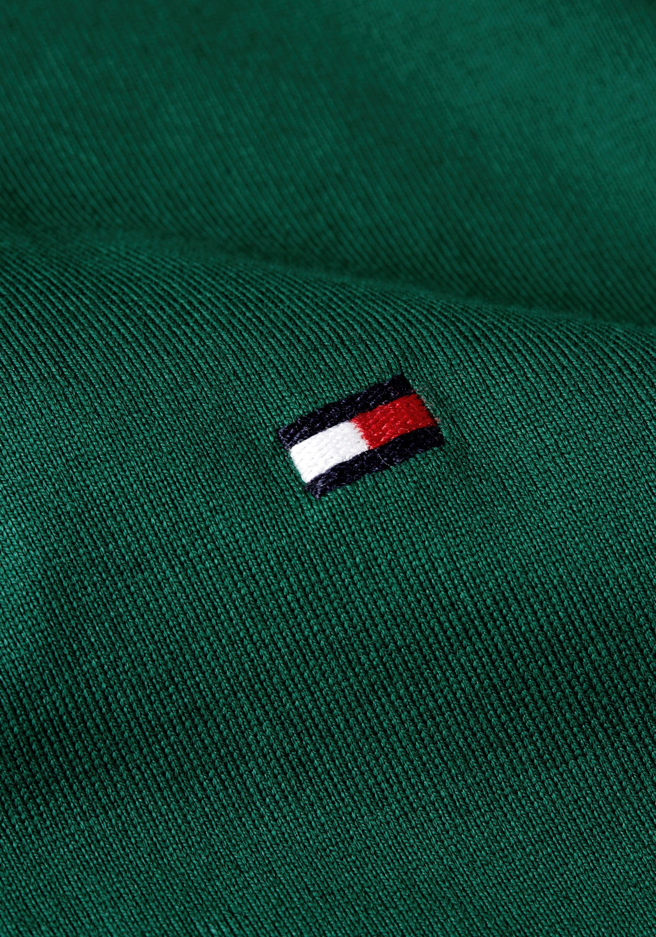 Tommy Hilfiger Poloshirt kontrastfarbenen LOGO Rippbündchen CUFF grün mit Ärmel SLEEVE FIT am FLAG SLIM