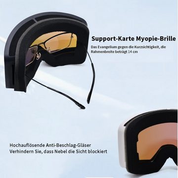 yozhiqu Skibrille Zylindrische Gläser für Skibrillen, Bergsteigerbrillen, Ski- und Snowboardbrille, Blendschutz, Anti-Fog, UV-Schutz Skibrille