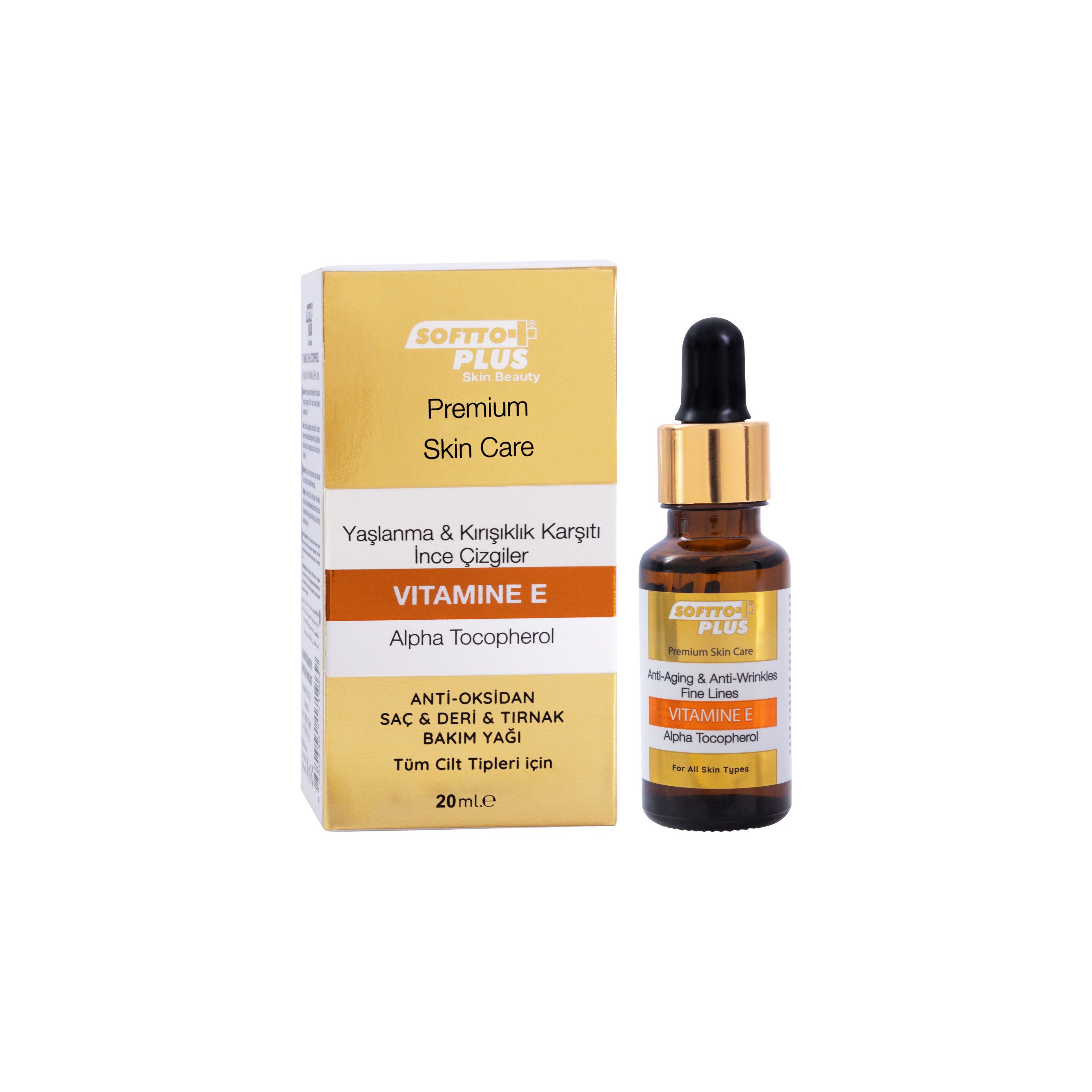 Softto Plus Gesichtsserum Softto Plus Anti-Aging & Anti-Wrinkles Fine Lines Vitamin E Oil, Feine Linien und Falten wirken gemindert, die Haut wird hydratisiert