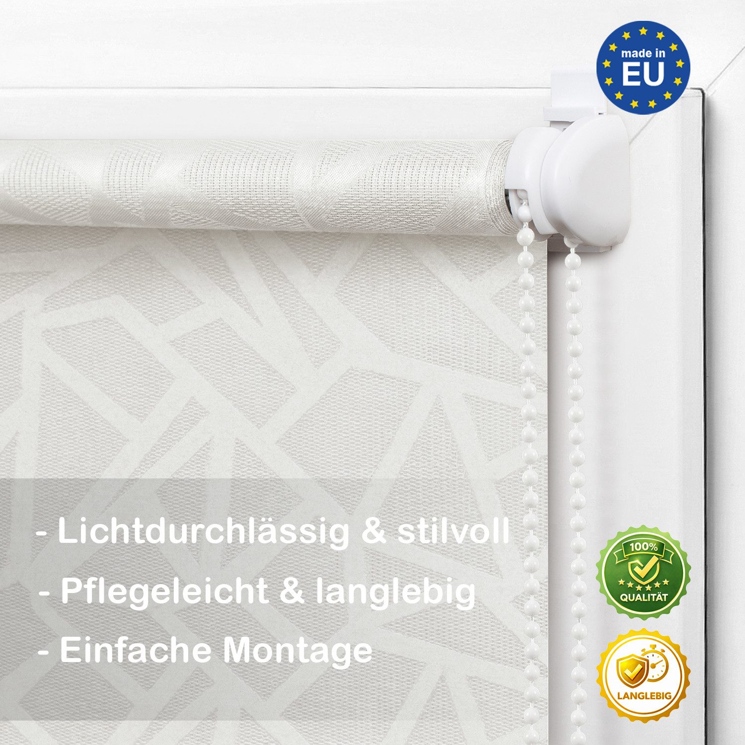 Rollo Tageslicht"Crystal", DomDeco, Klemmfix