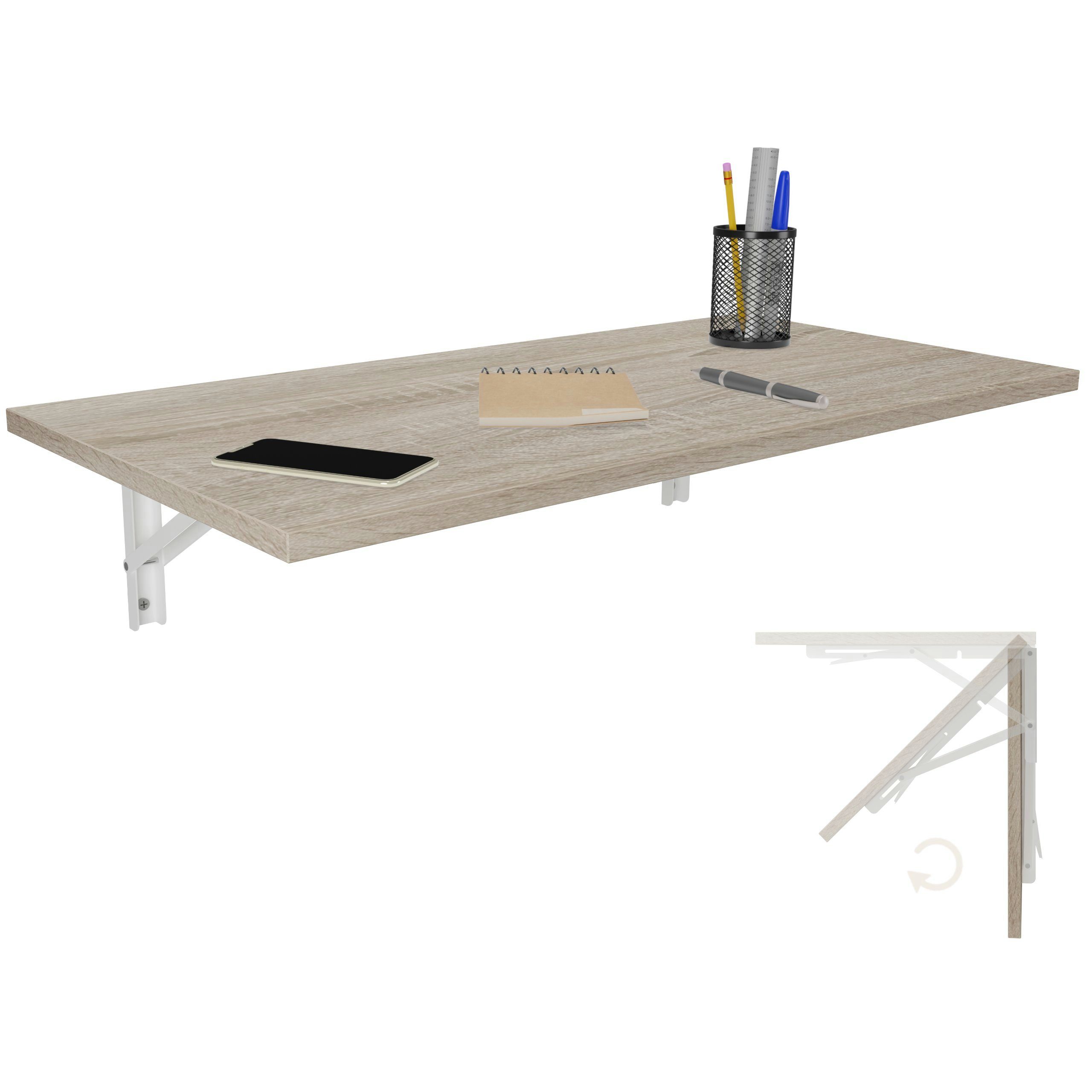 KDR Produktgestaltung Klapptisch 80x40 Wandklapptisch Esstisch Küchentisch Schreibtisch Wand Tisch, Sonoma Eiche