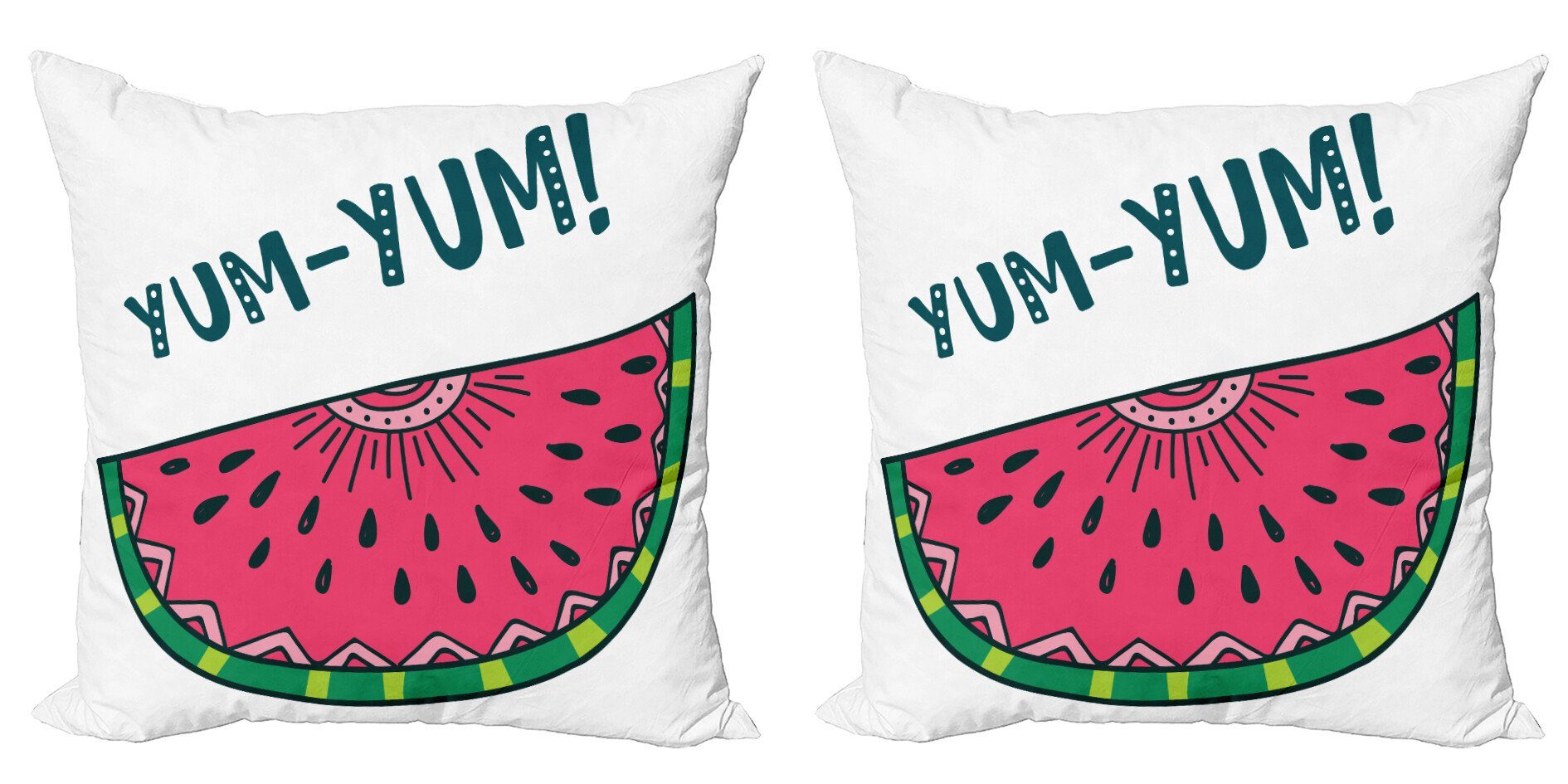 Kissenbezüge Modern Accent Doppelseitiger Digitaldruck, Abakuhaus (2 Stück), Yum Schmackhafte Wassermelone-Scheibe Yum Yum