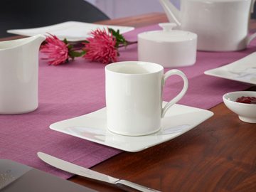 Villeroy & Boch Tasse Modern Grace Kaffeetasse mit Untertasse 2tlg., Premium Bone Porcelain
