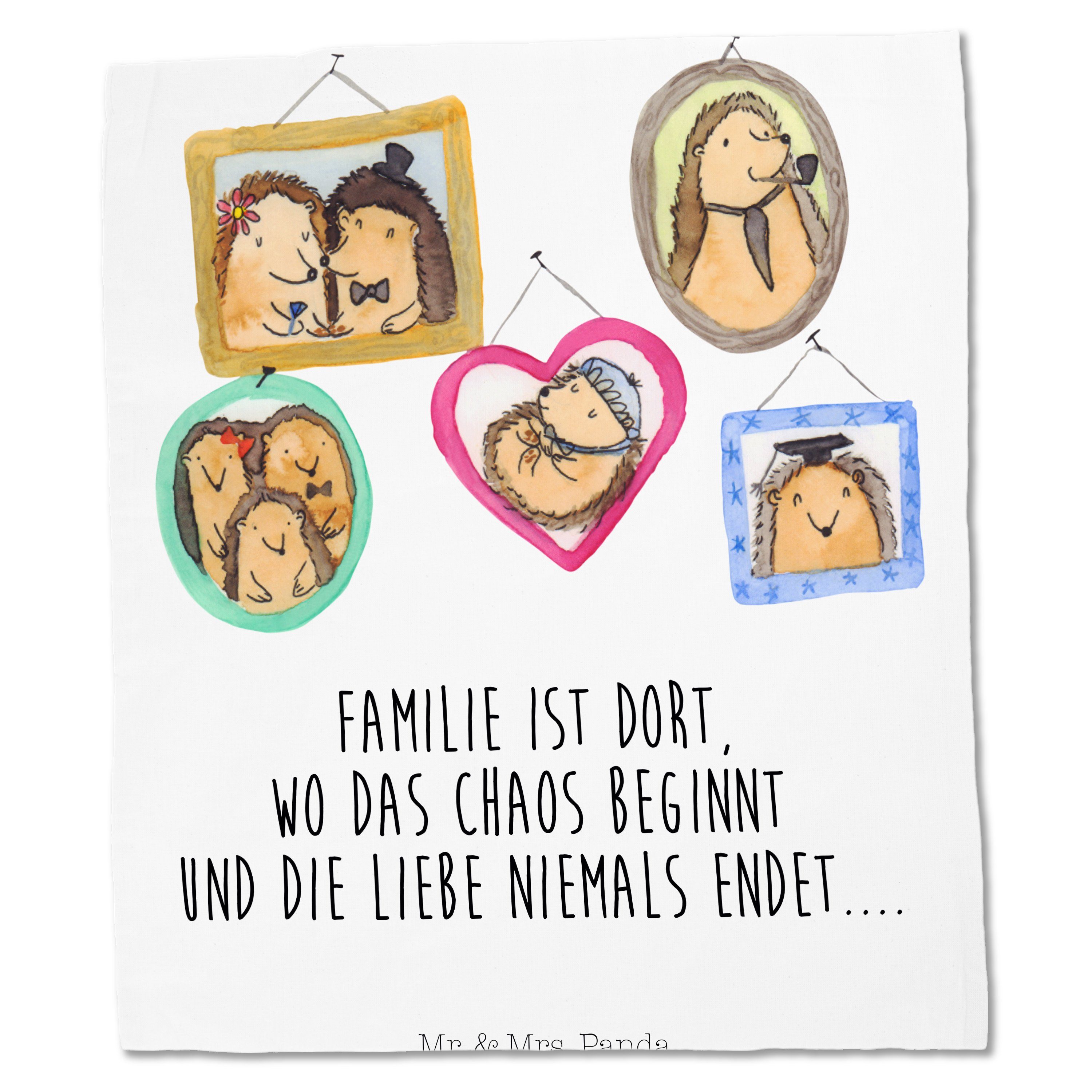 Mr. Panda Mrs. Stoffbeutel, Familienfoto, Igel & Geschenk, Familie - Tragetasche - Schwester, Weiß (1-tlg)