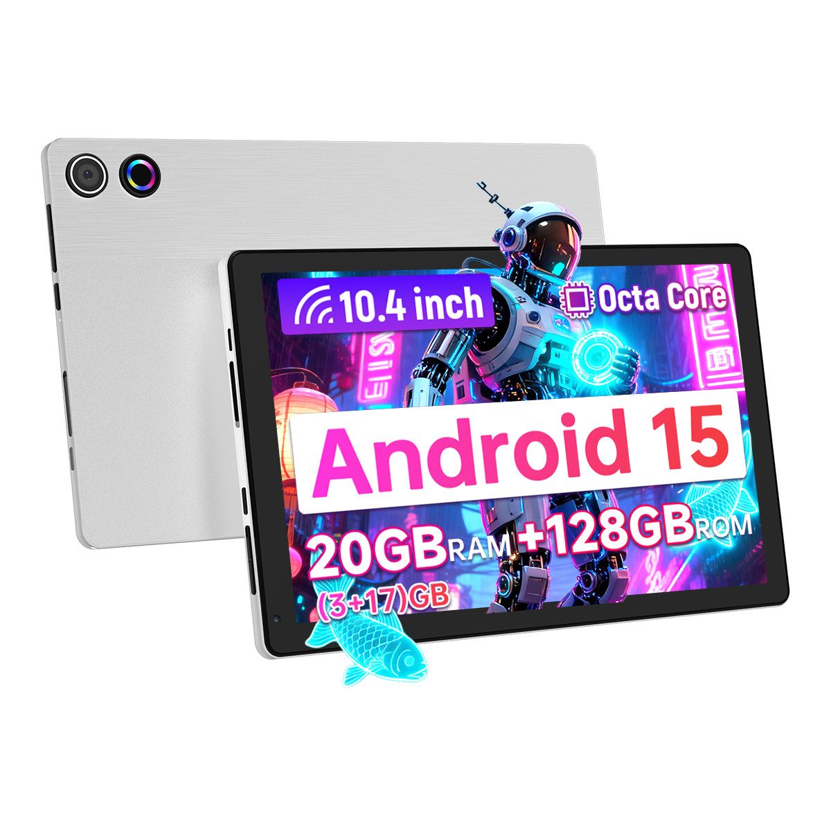 BUFO 10,4 Zoll Android 128GB+1TB Erweiterung HD 1280x800 WiFi 6 Tablet (10,4", 128 GB, Android, 2,4G/5G WiFi, Android 15, Octa-Core, 2,4G/5G WiFi, Bluetooth 5.3)