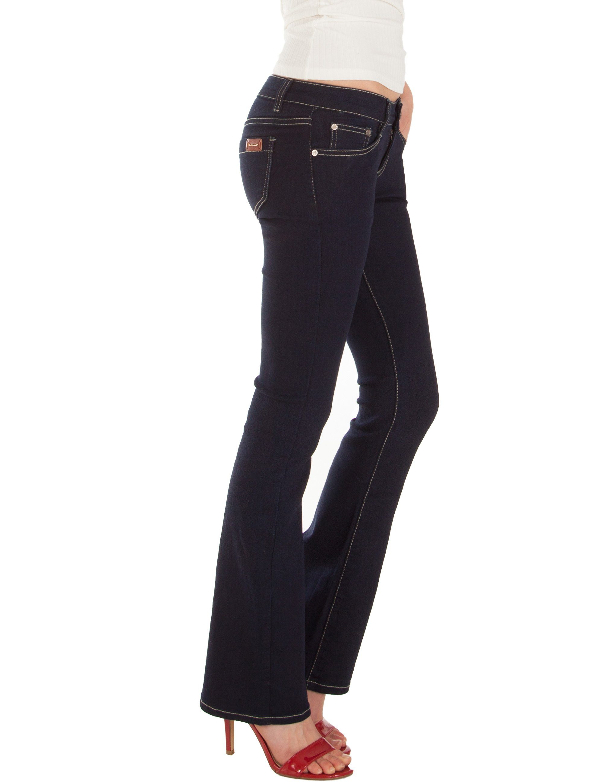 Fraternel Bootcut-Jeans Stretch, Dunkelblau 5-Pocket-Style Waist, Low