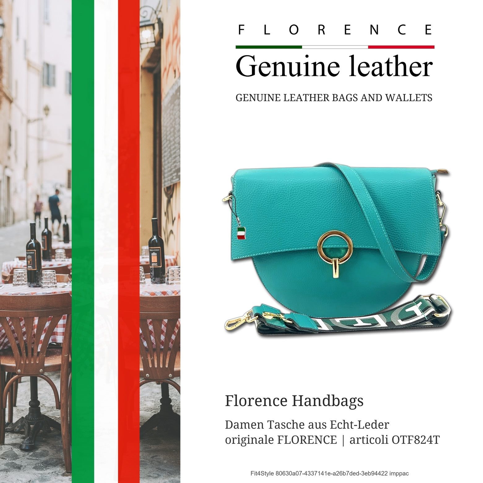 FLORENCE Umhängetasche Florence Umhängetasche Satteltasche (Umhängetasche), Damen, Jugend Umhängetasche, Citytasche Leder, türkis ca. 30cm x 22cm