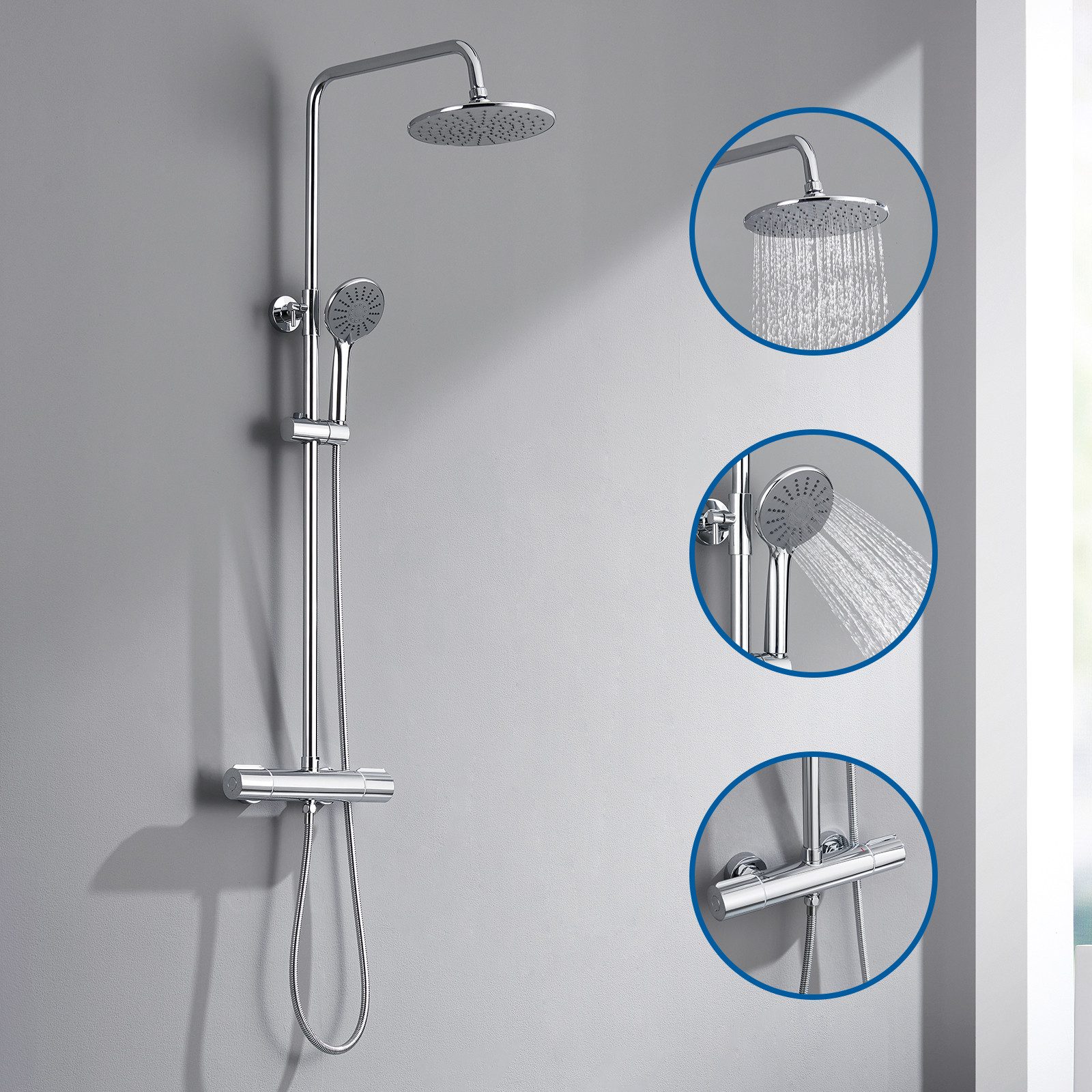 Auralum Max Duschsystem mit Thermostat Duscharmatur günstig online kaufen