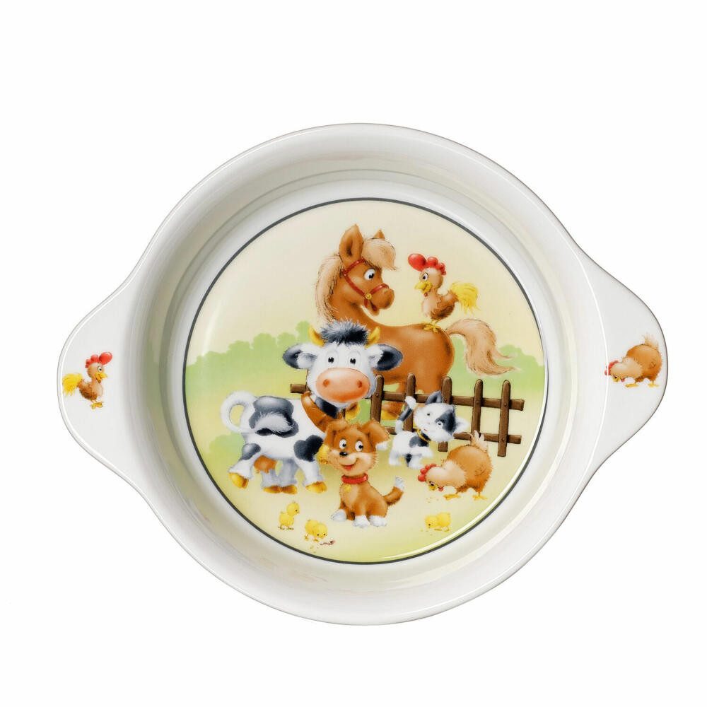 Ritzenhoff & Breker Kinderschale mit Griffen Hoftiere Ø 21.5 cm, Porzellan