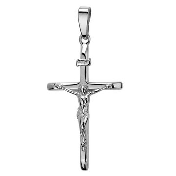 JEVELION Kreuzkette Kruzifix Kreuzanhänger 925 Silber - Made in Germany (Silberkreuz, für Damen und Herren), Mit Silberkette 925 - Länge wählbar 36 - 70 cm oder ohne Kette.