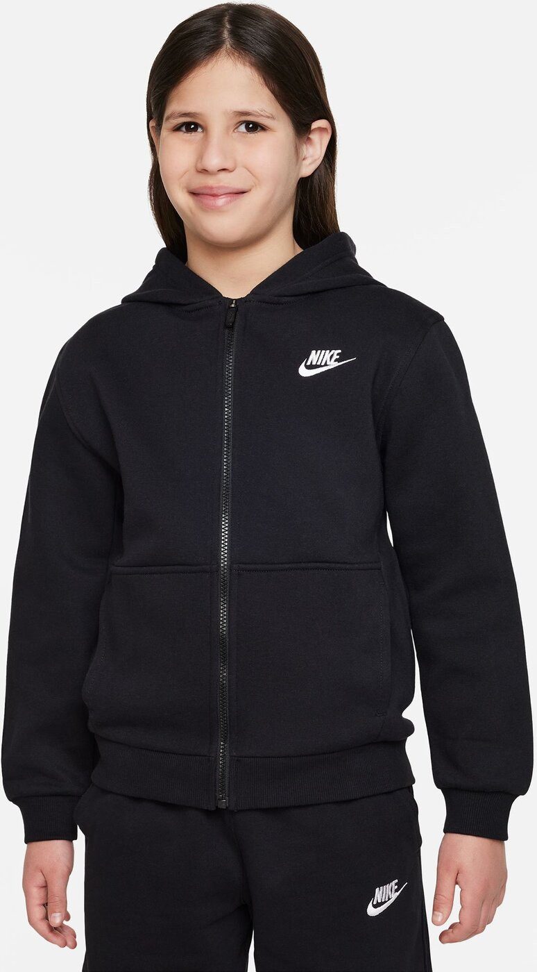 Nike Sweatshirt K NSW CLUB FLC HD FZ LS LBR BLACK/WHITE