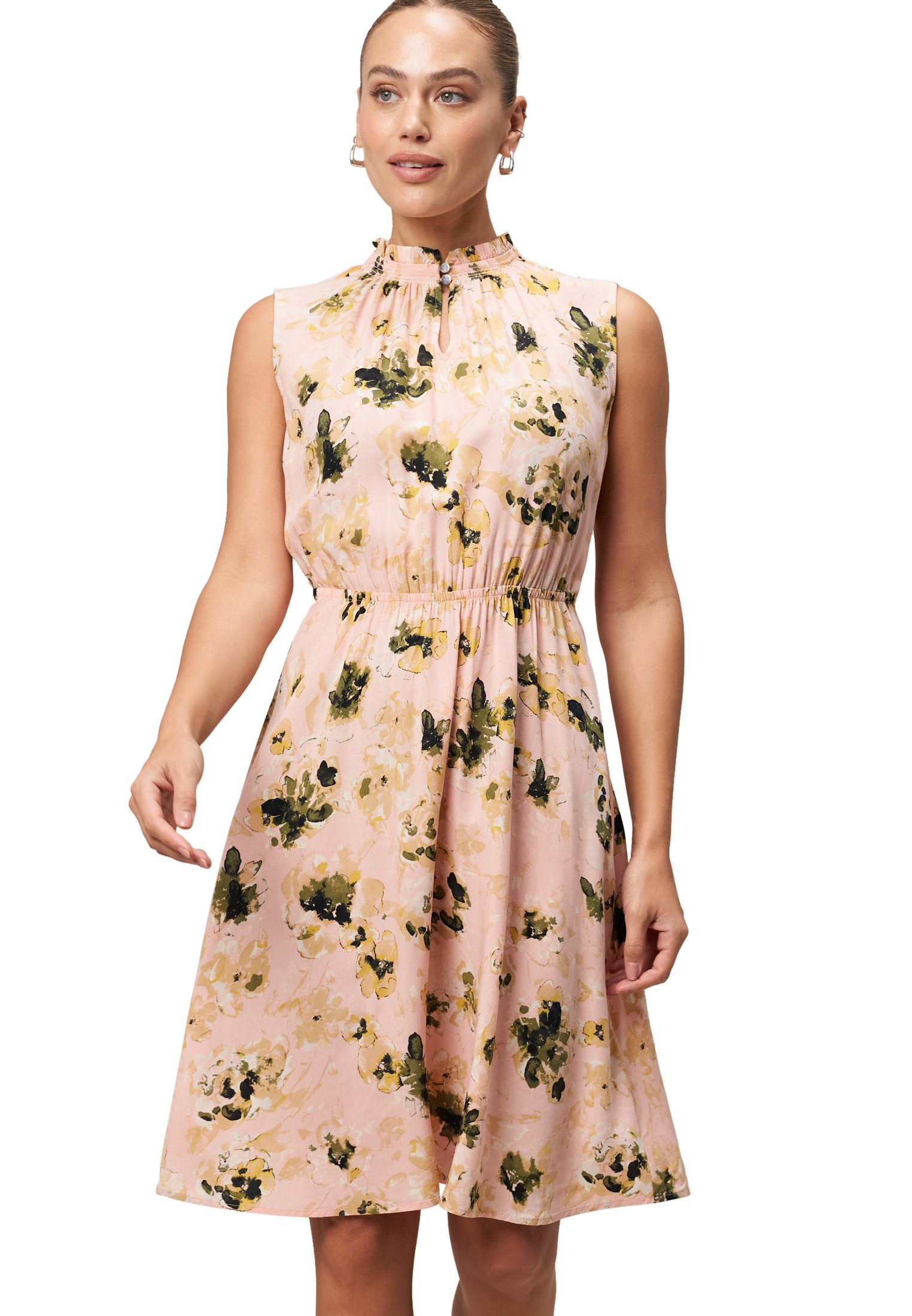 Zero Minikleid Damen Sommerkleid Minikleid mit hohem Kragen drapiert /geraf günstig online kaufen