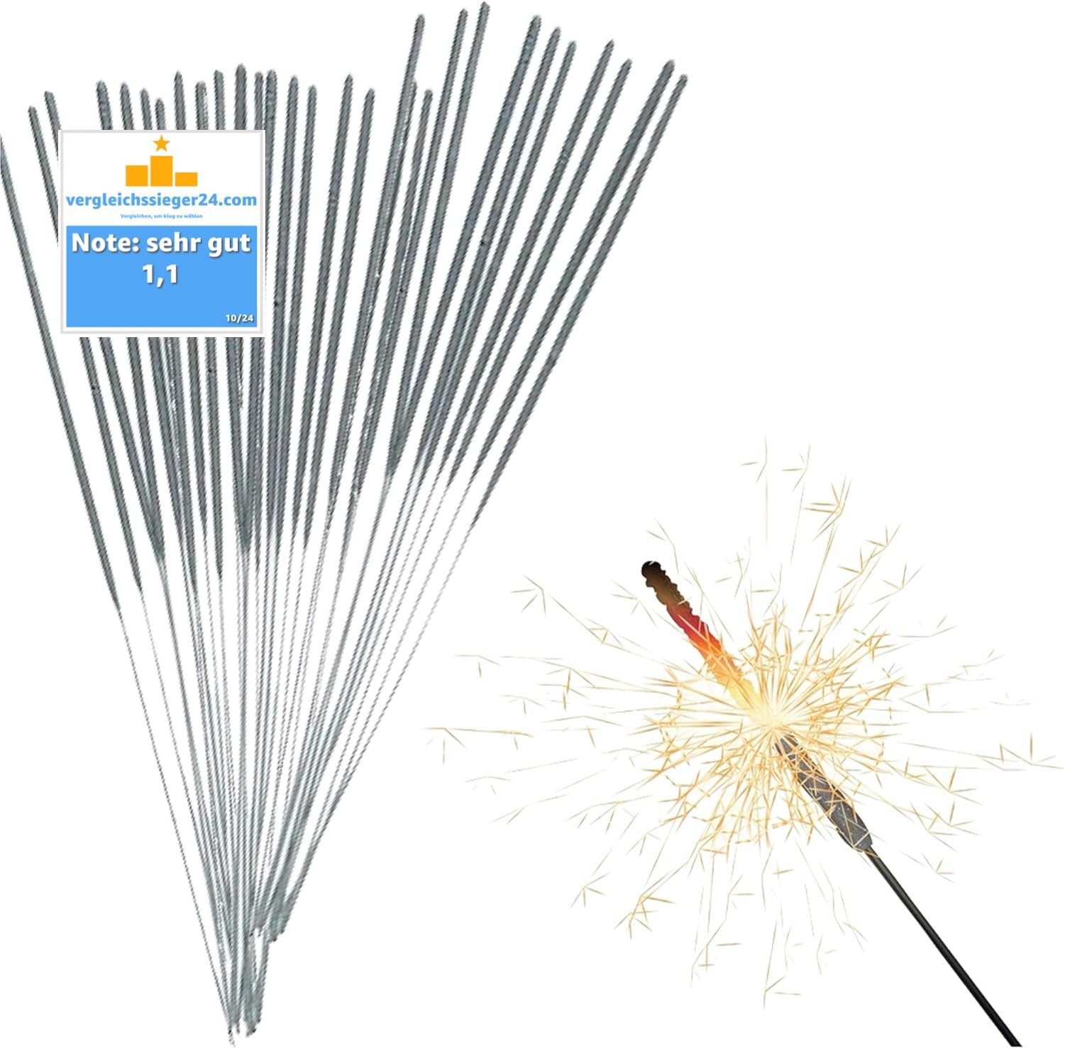 happy sparks® Geburtstagskerze Wunderkerzen 17 cm - Sternspritzer - Feuerwerk Silvester (Packung, 100-tlg., 100x Wunderkerzen 17 cm), Kat. F1
