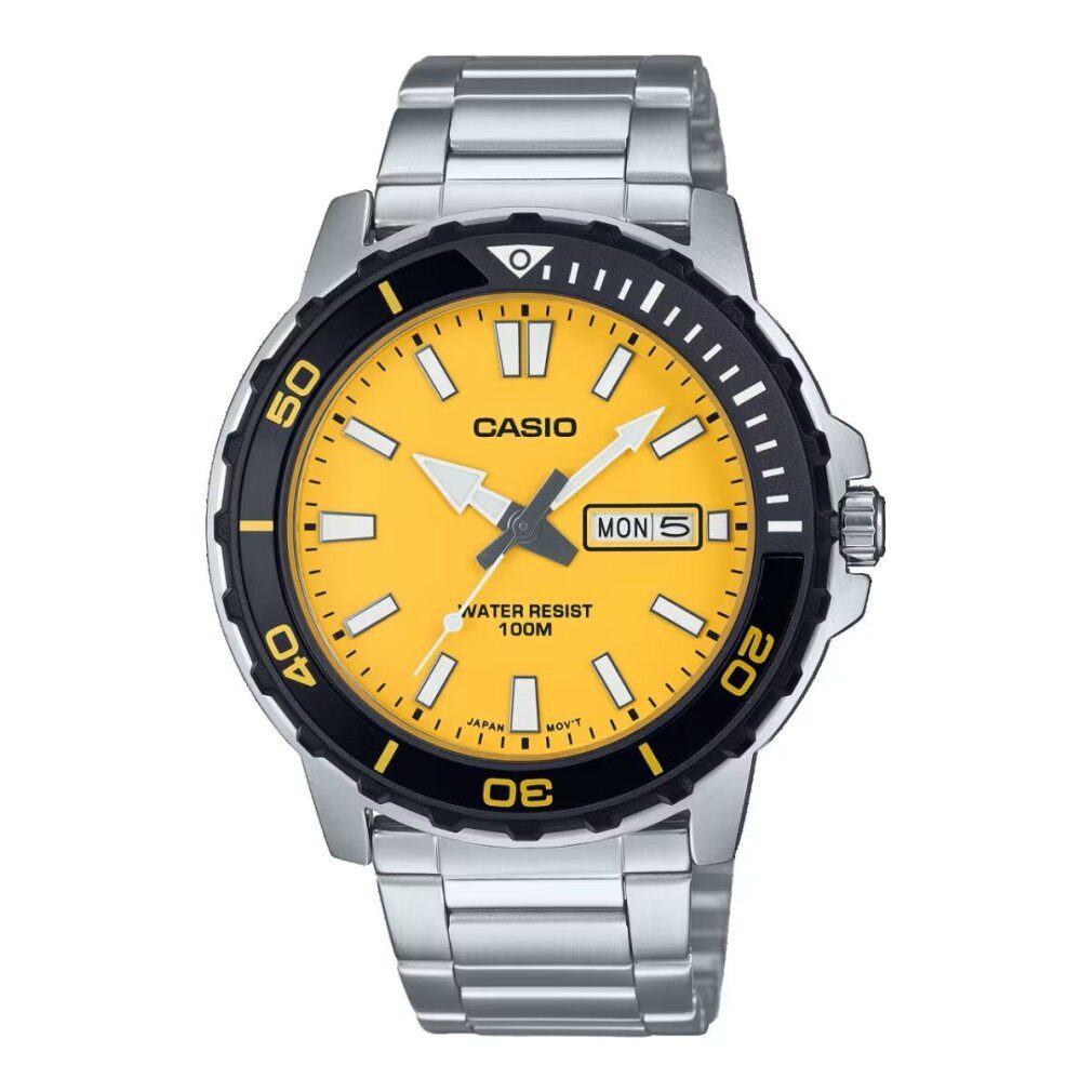 CASIO Luxusuhr Herrenuhr DIVER Gelb Silberfarben