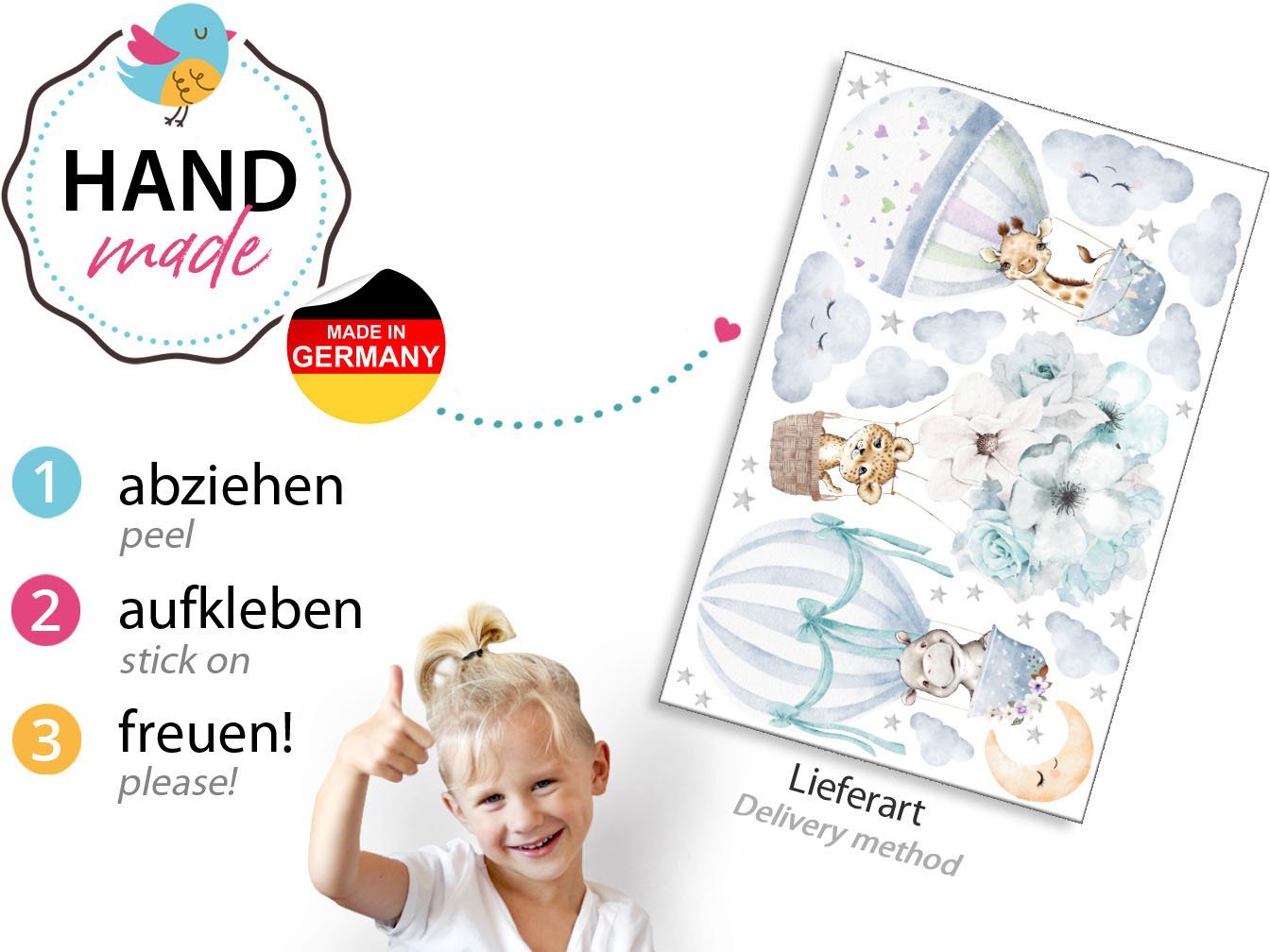 little DECO Wandtattoo »Little Deco Wandtattoo Tiere & Heißluftballons Blau«-kaufen