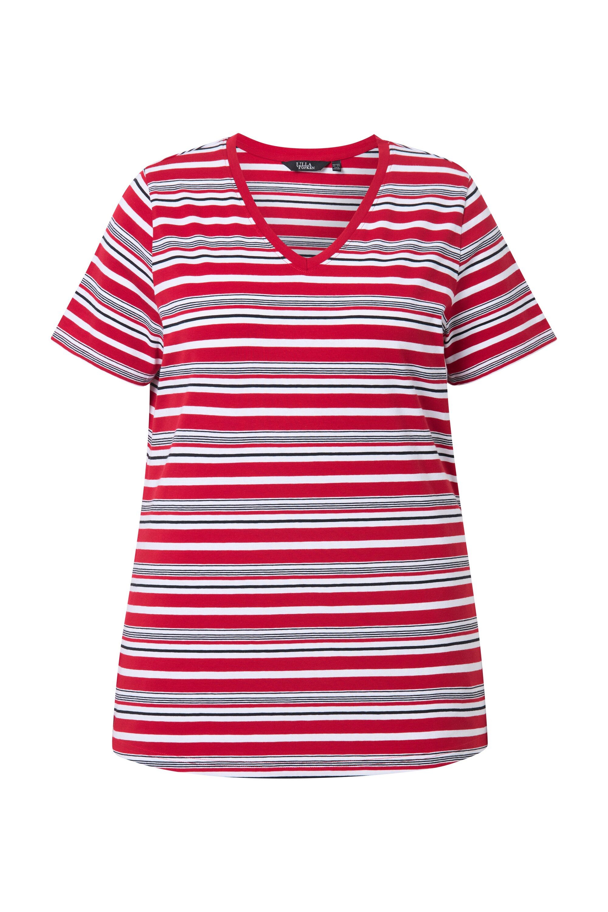 T-Shirt Shirt Ringel Classic V-Ausschnitt Halbarm