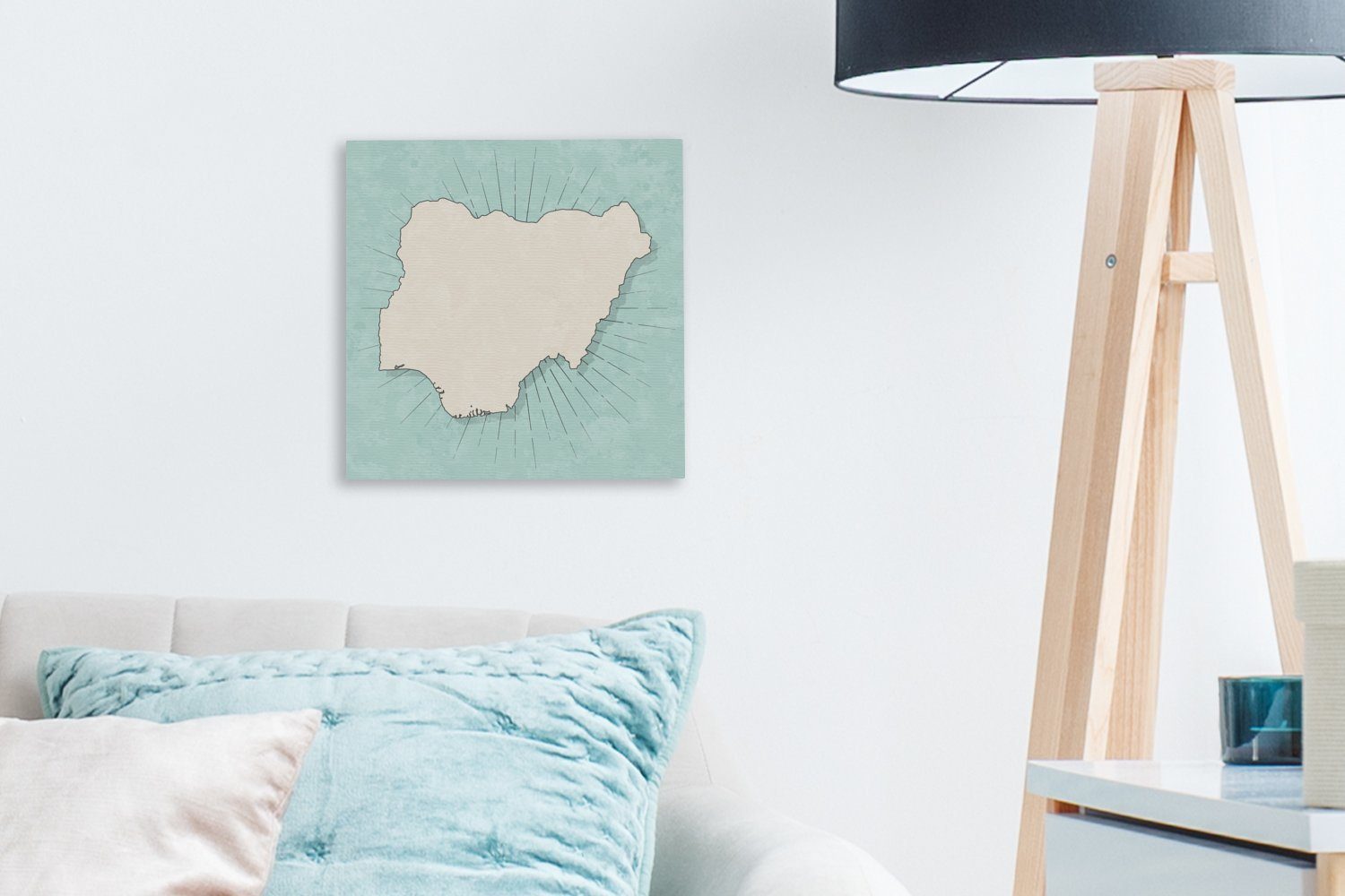Schlafzimmer Hintergrund für Wohnzimmer auf einem Illustration OneMillionCanvasses® Bilder von Nigeria mit Leinwandbild Streifen, (1 St), Leinwand blauen